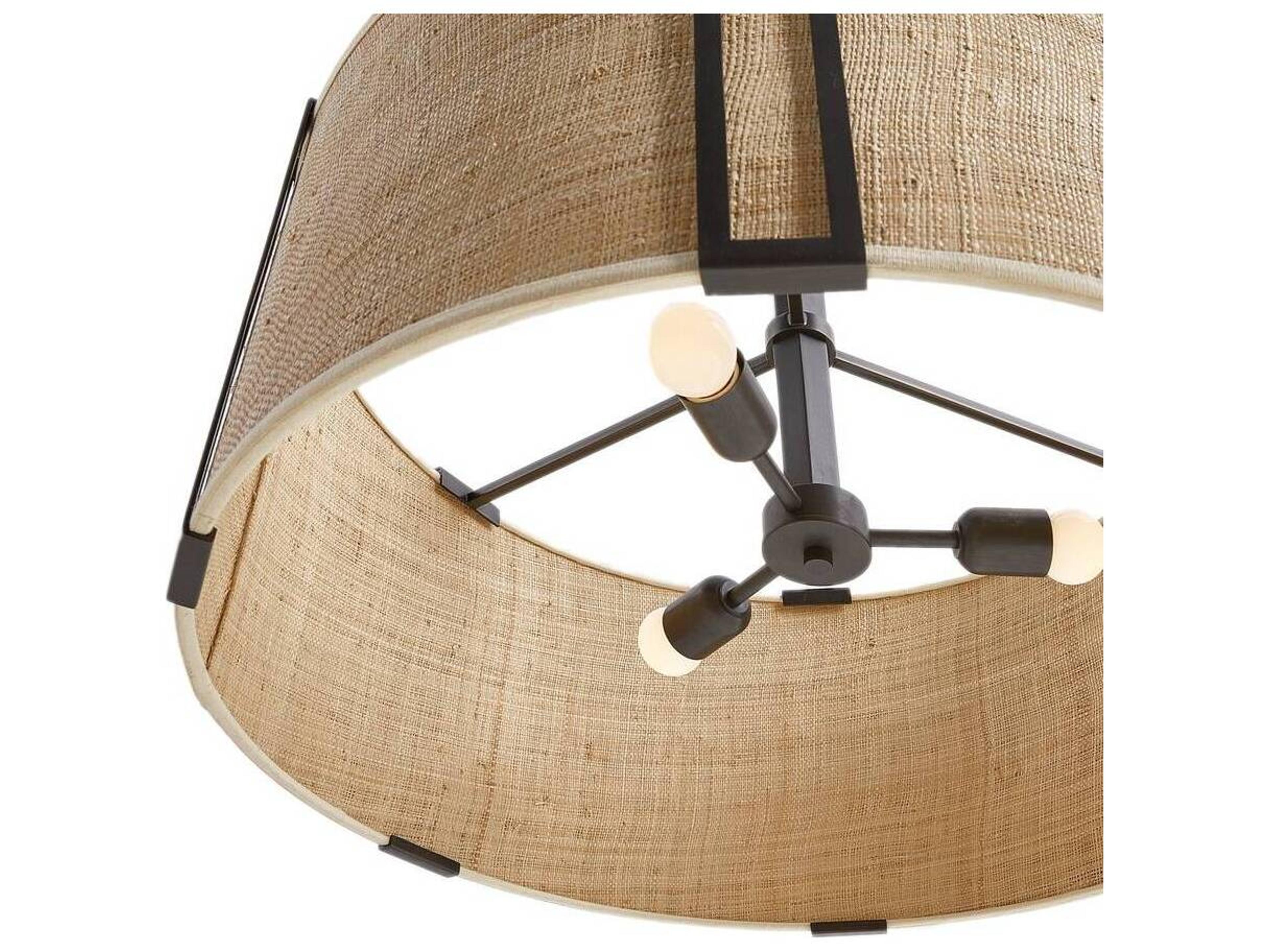 Arteriors Home Amida 3-Light English Bronze Natural Drum Pendant