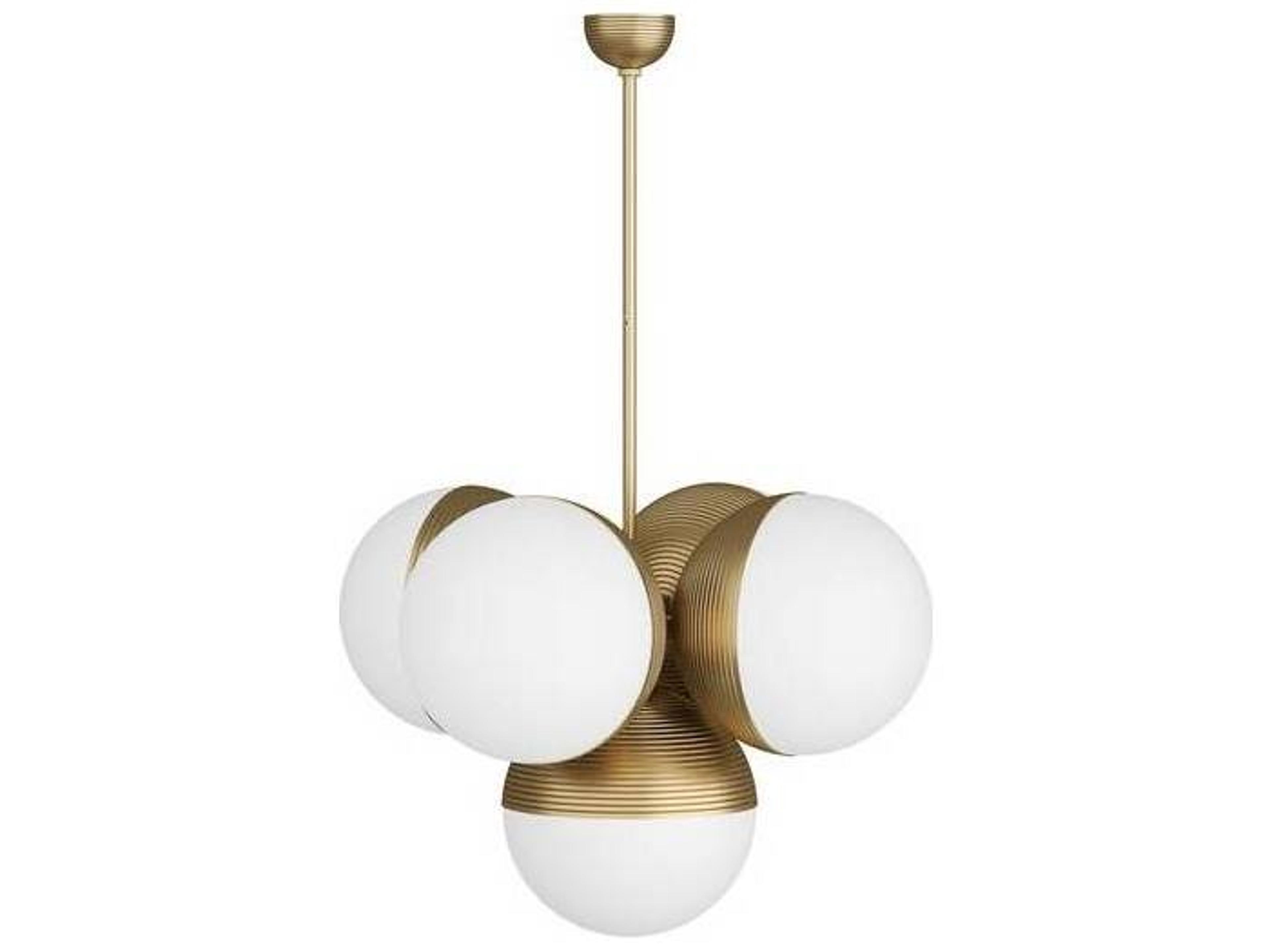 Baptiste Chandelier Antique Brass Mid-Century Modern