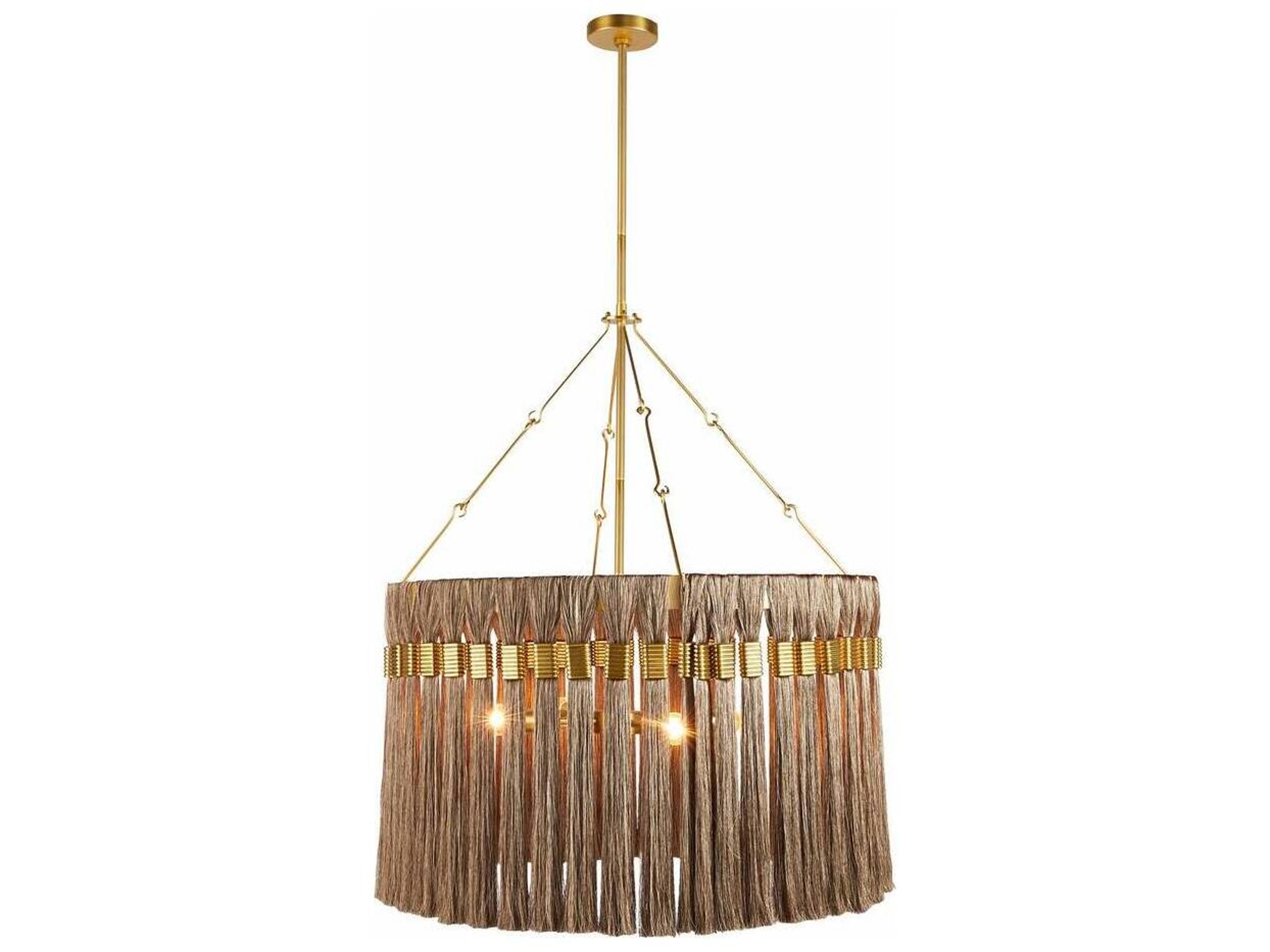 Dutchess Chandelier Gold and Gray Drum Pendant