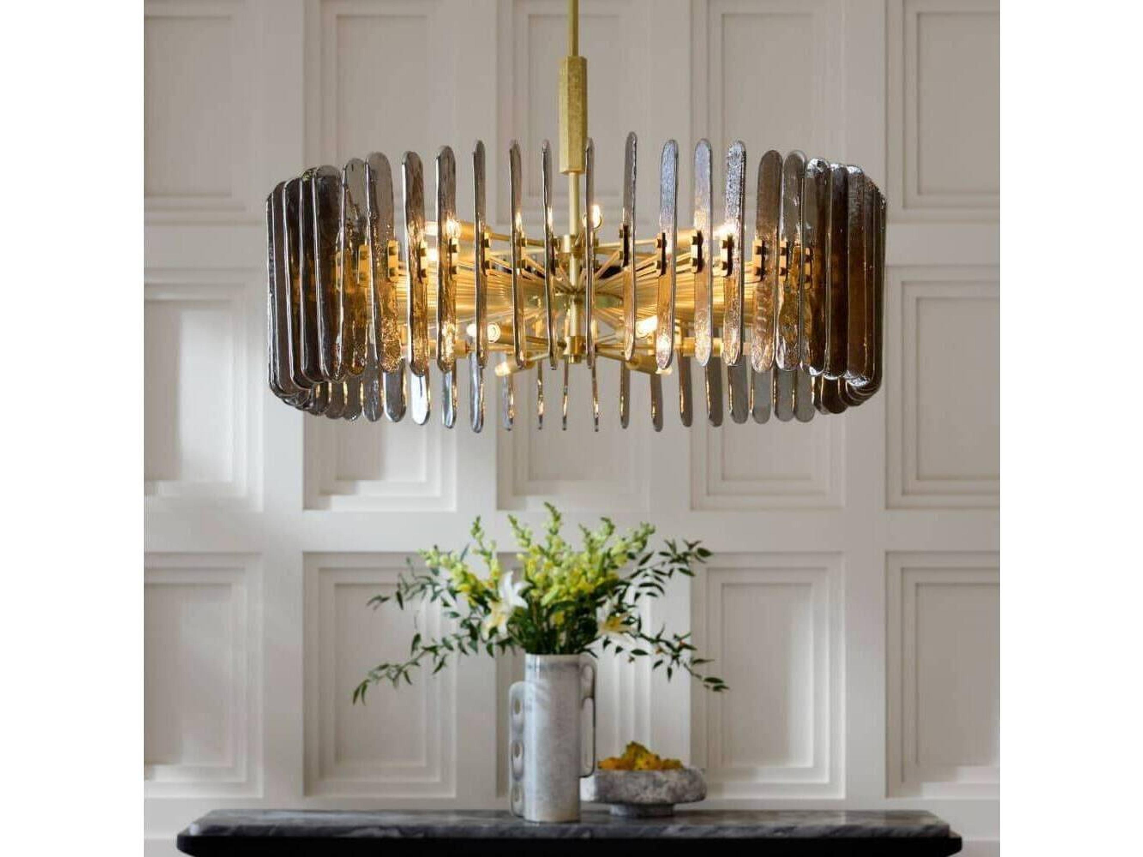 Klaus Large Chandelier Smoke Glass and Brass