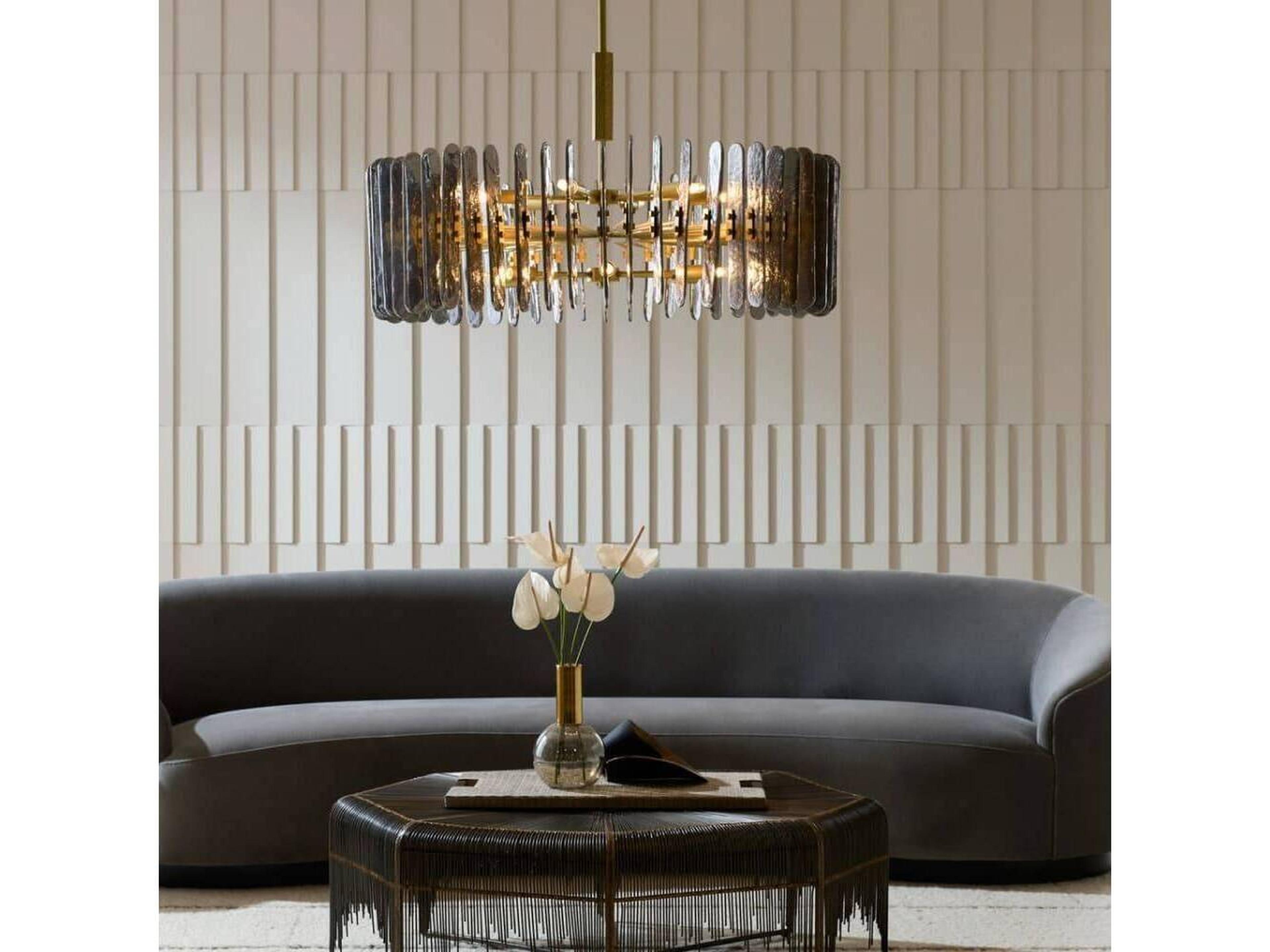 Arteriors Home Klaus 12-Light Smoke Antique Brass Gray Gold Sputnik Chandelier