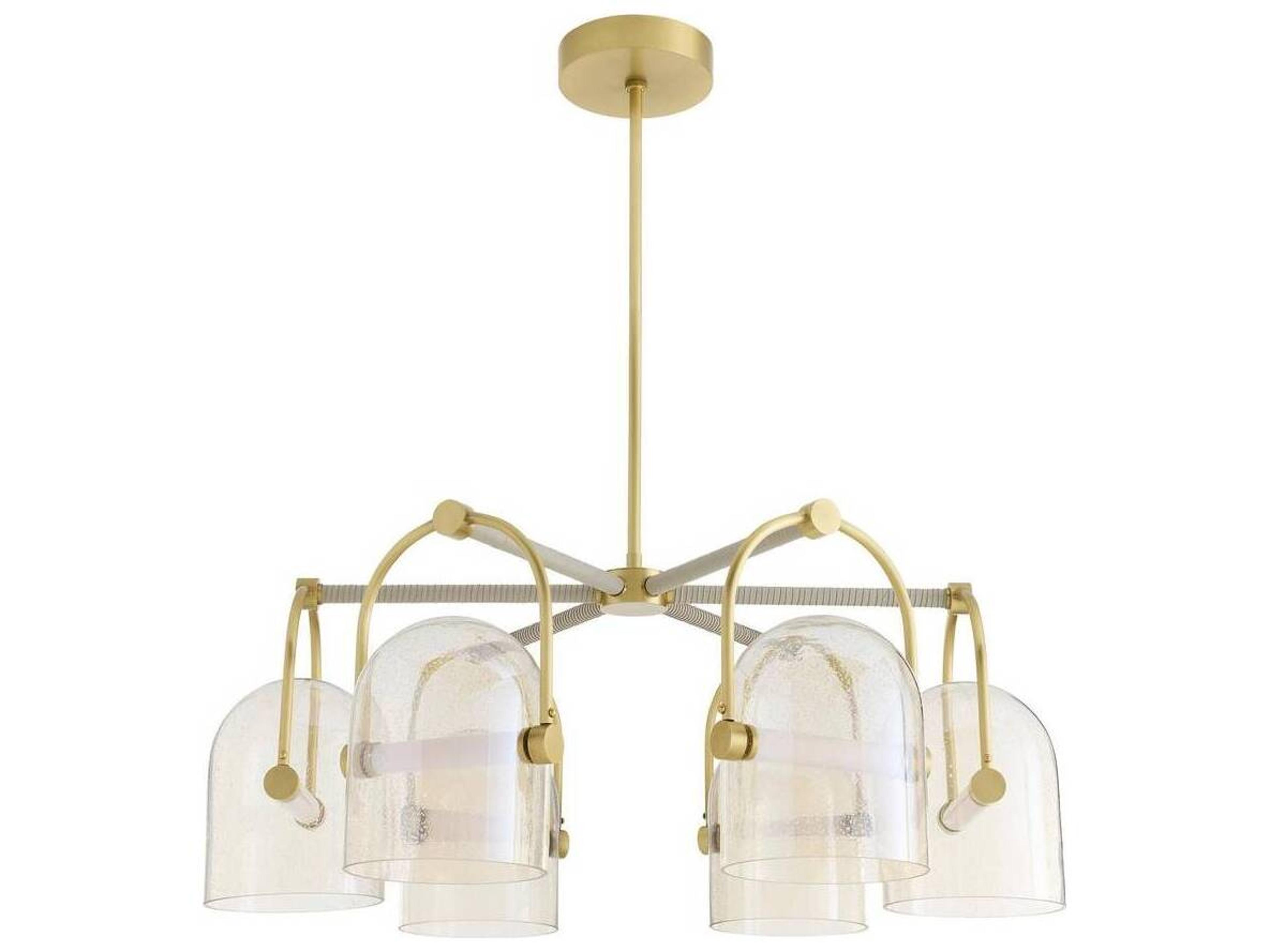 Arteriors Home Smoke Seeded Glass Brass Dome Chandelier