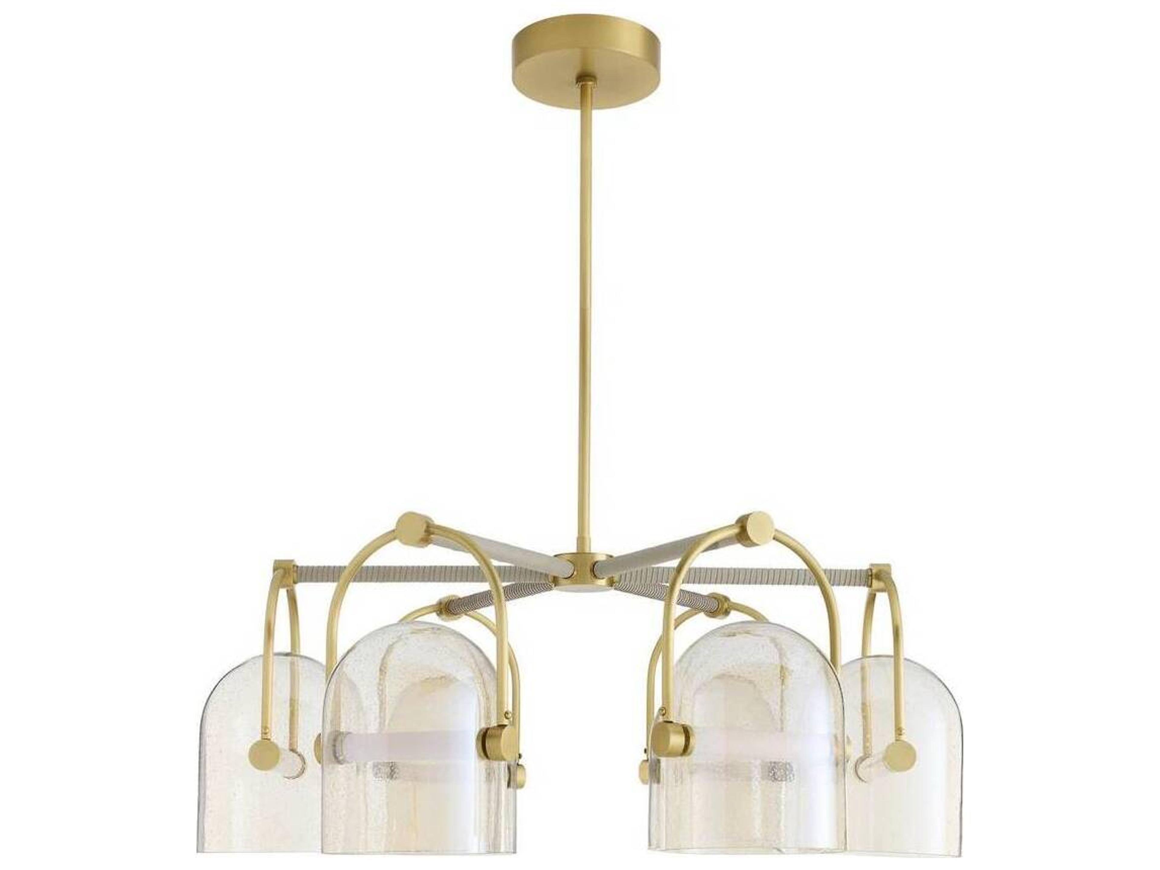 Arteriors Home Smoke Seeded Glass Brass Dome Chandelier