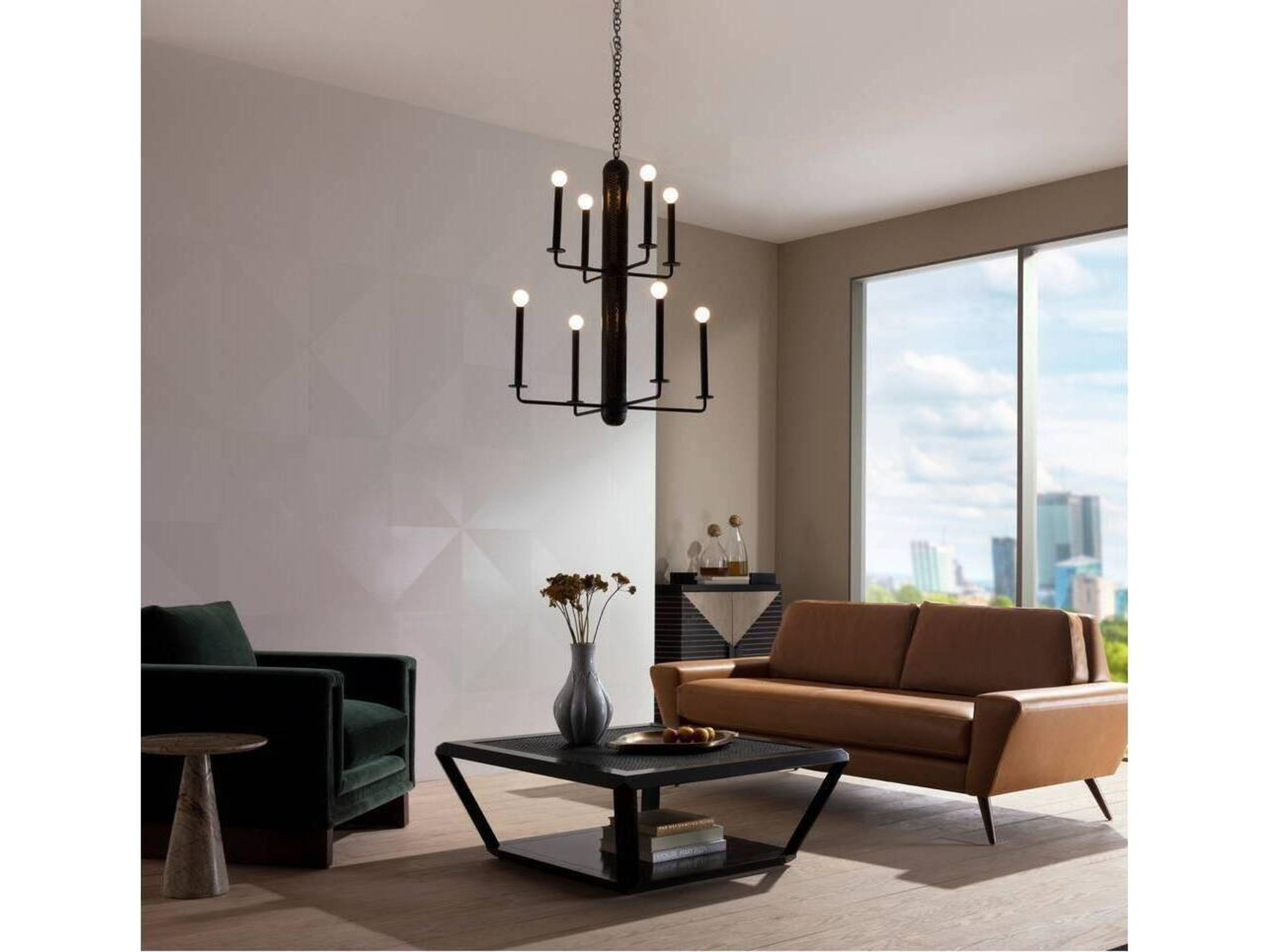 Arteriors Home 8-Light Ore Black Candelabra Tiered Chandelier