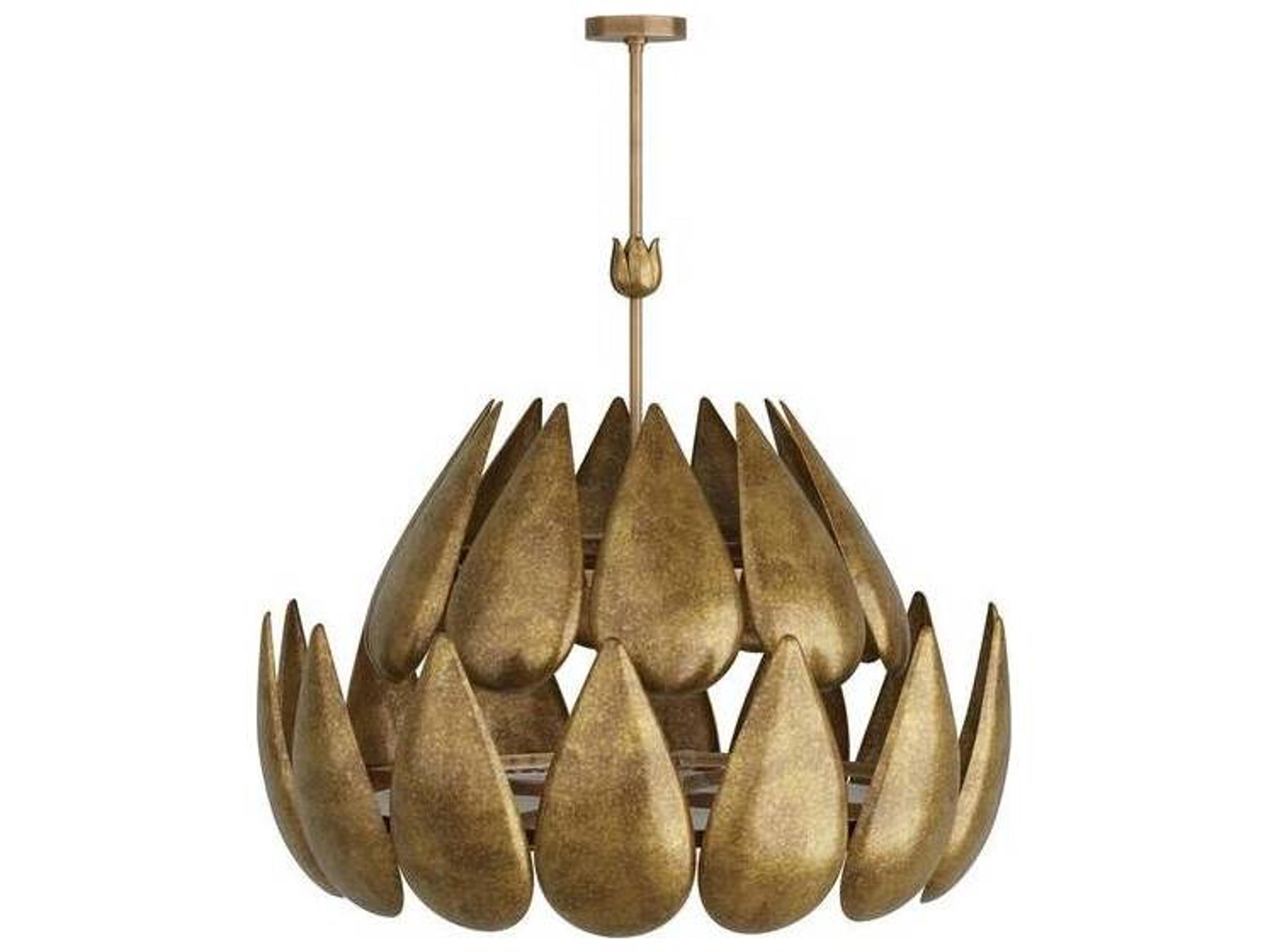 Arteriors Home Anastasia 6-Light Vintage Brass Frosted Tiered Chandelier
