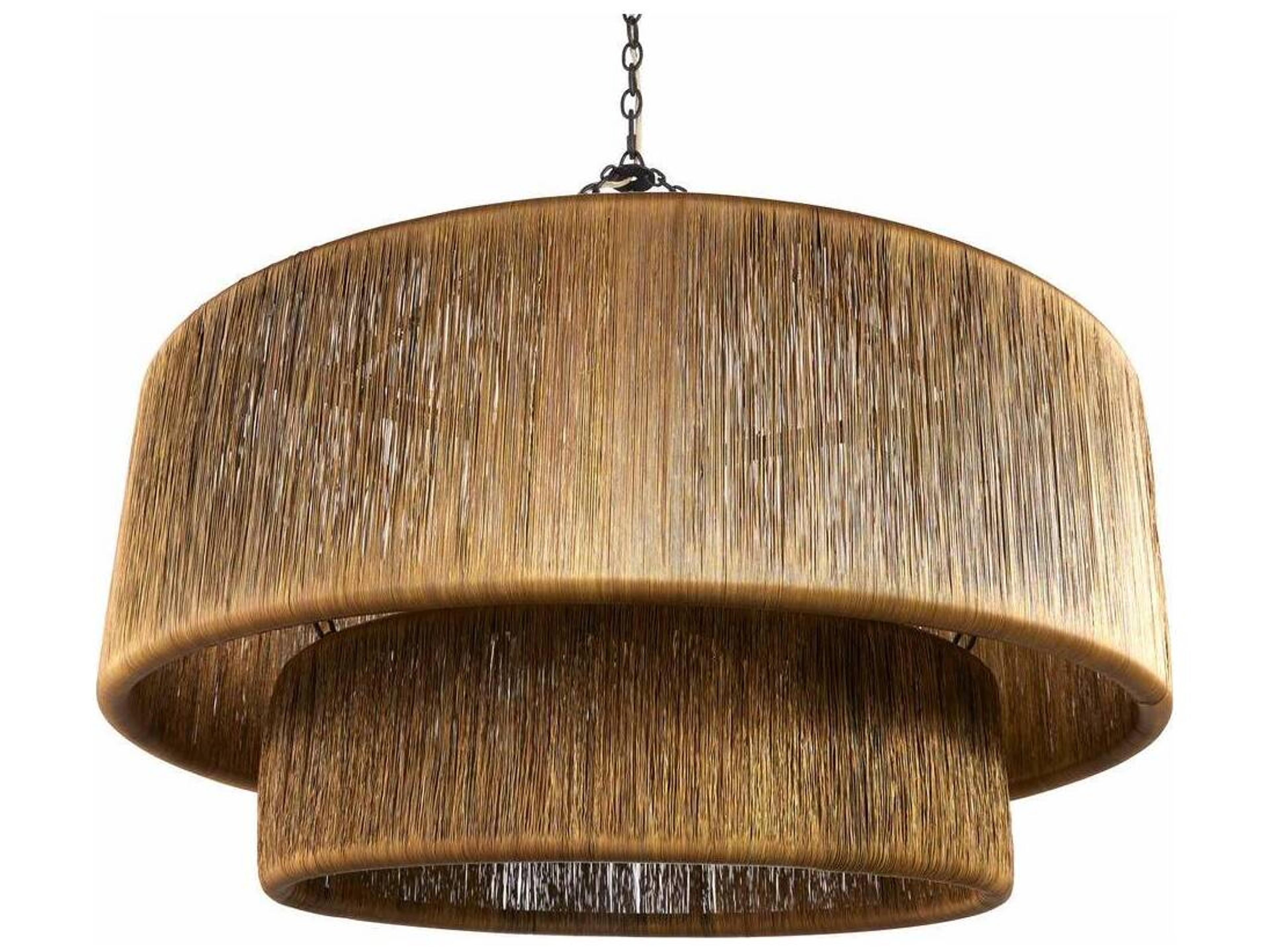 Arteriors Home Creighton 3-Light Vintage Brass Blackened Iron Drum Tiered Chandelier