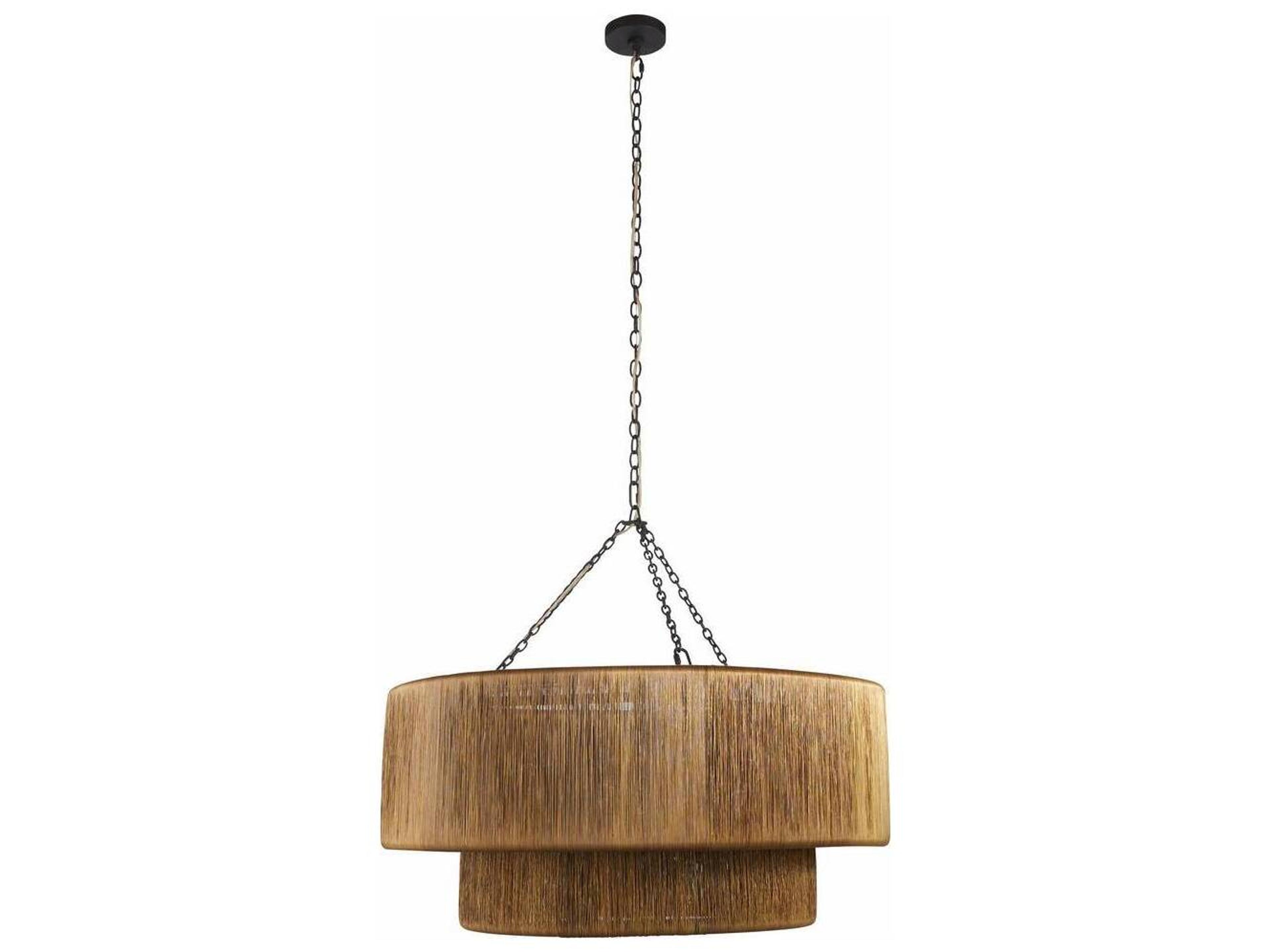 Arteriors Home Creighton 3-Light Vintage Brass Blackened Iron Drum Tiered Chandelier