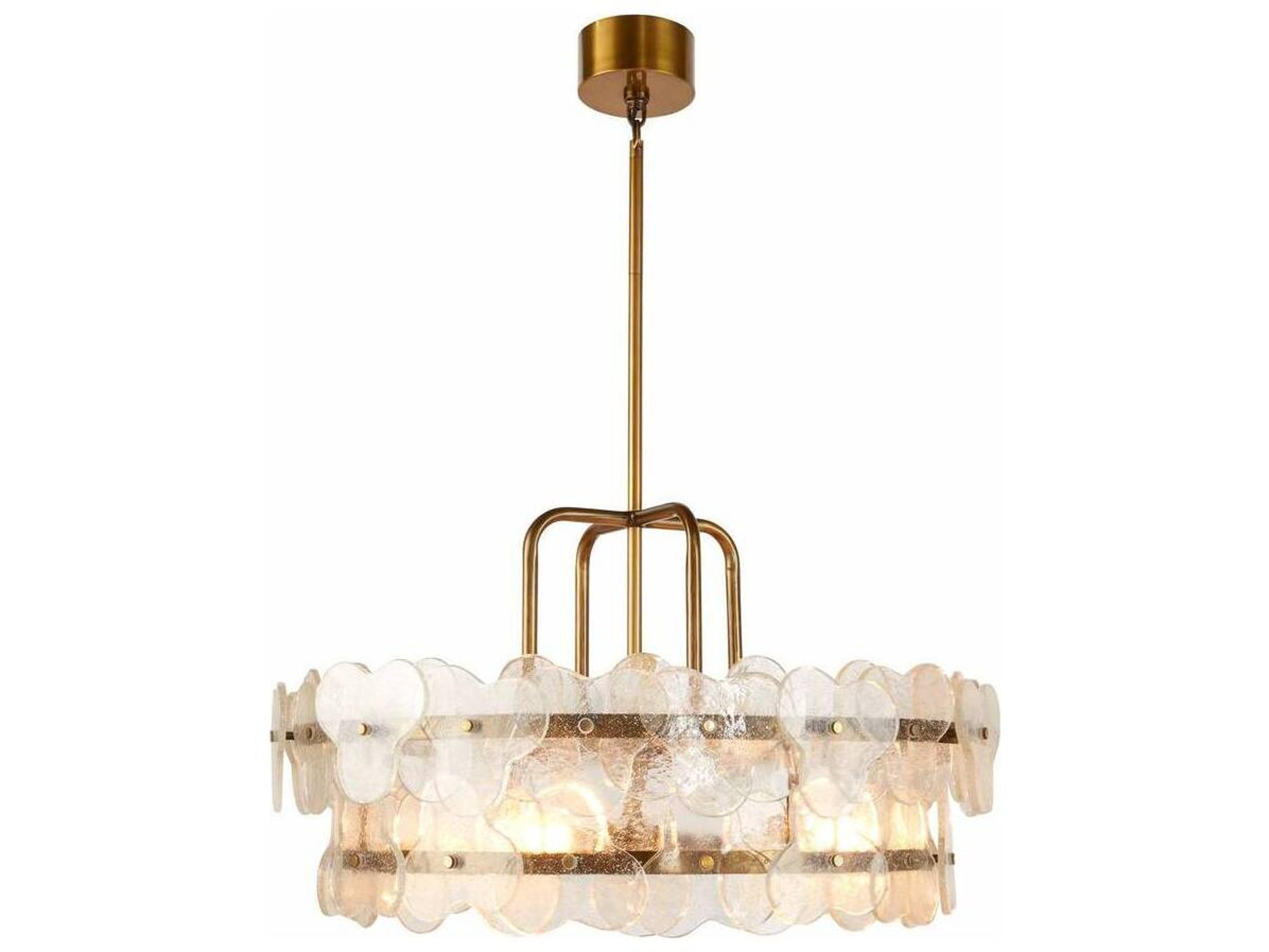 Cascade Chandelier in Antique Brass and Clear Glass