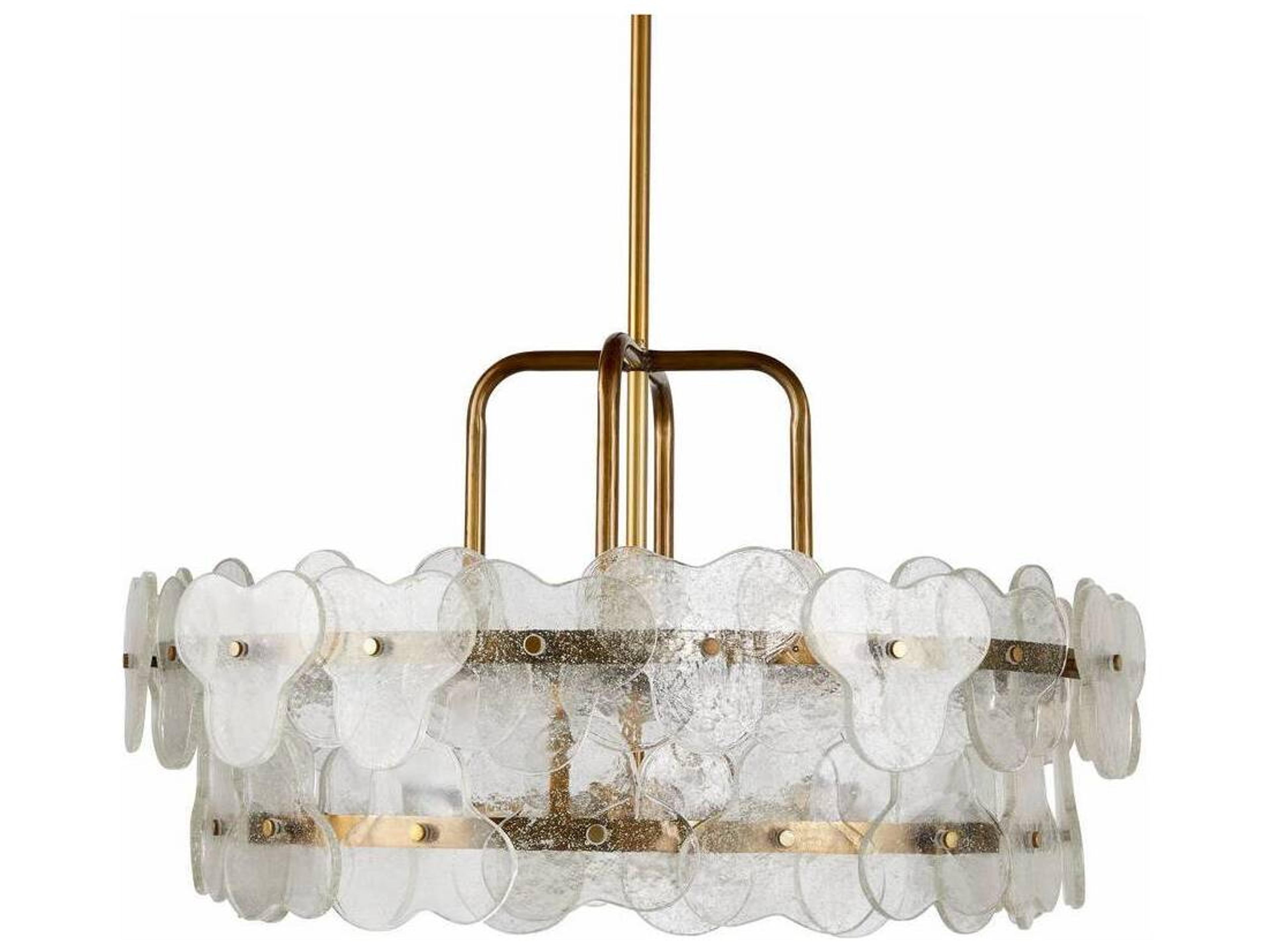 Arteriors Home Cascade 3-Light Clear Antique Brass Drum Tiered Chandelier