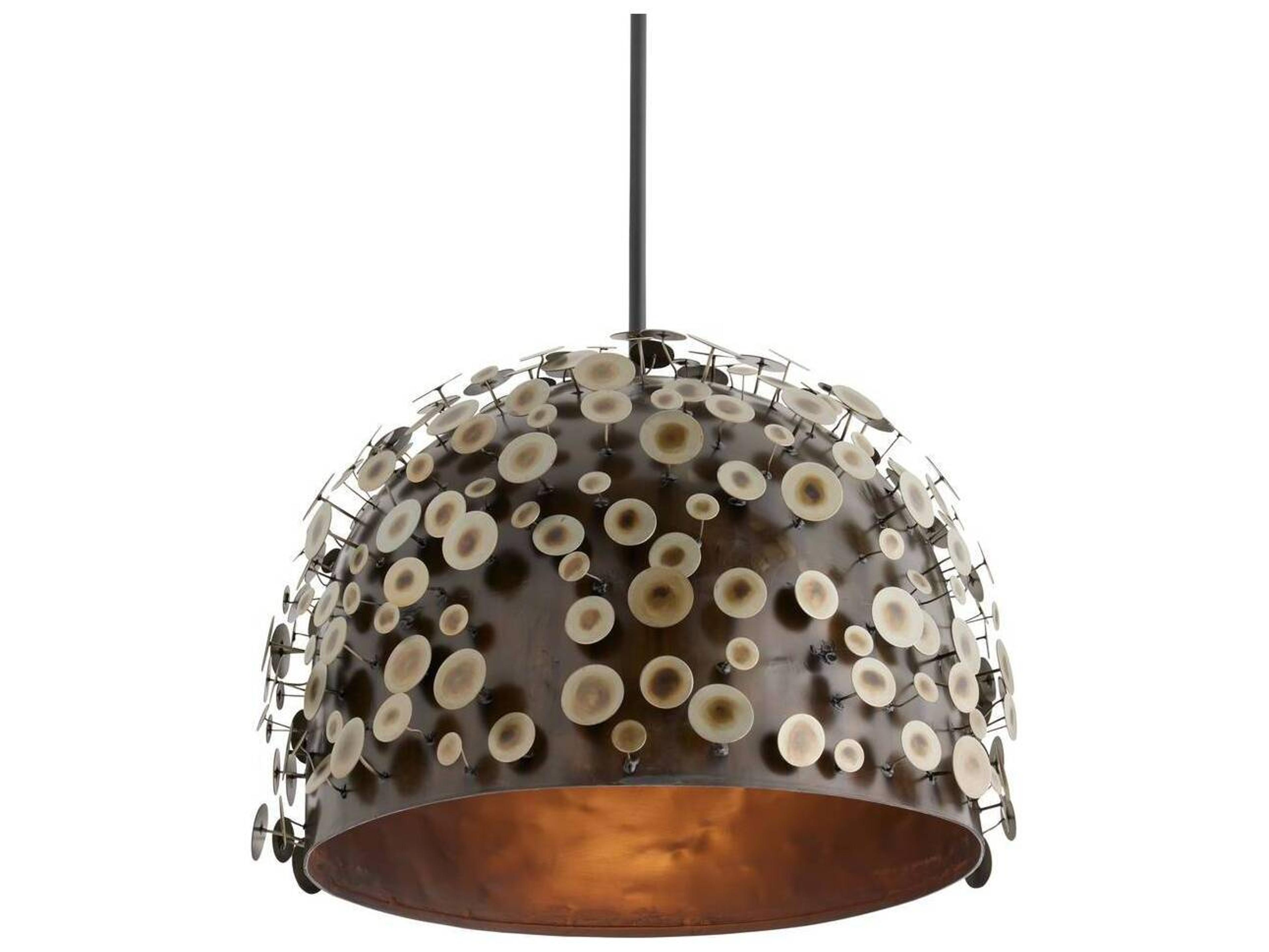 Arteriors Home Rizzo 1-Light Burnt Iron Bronze Black Dome Pendant