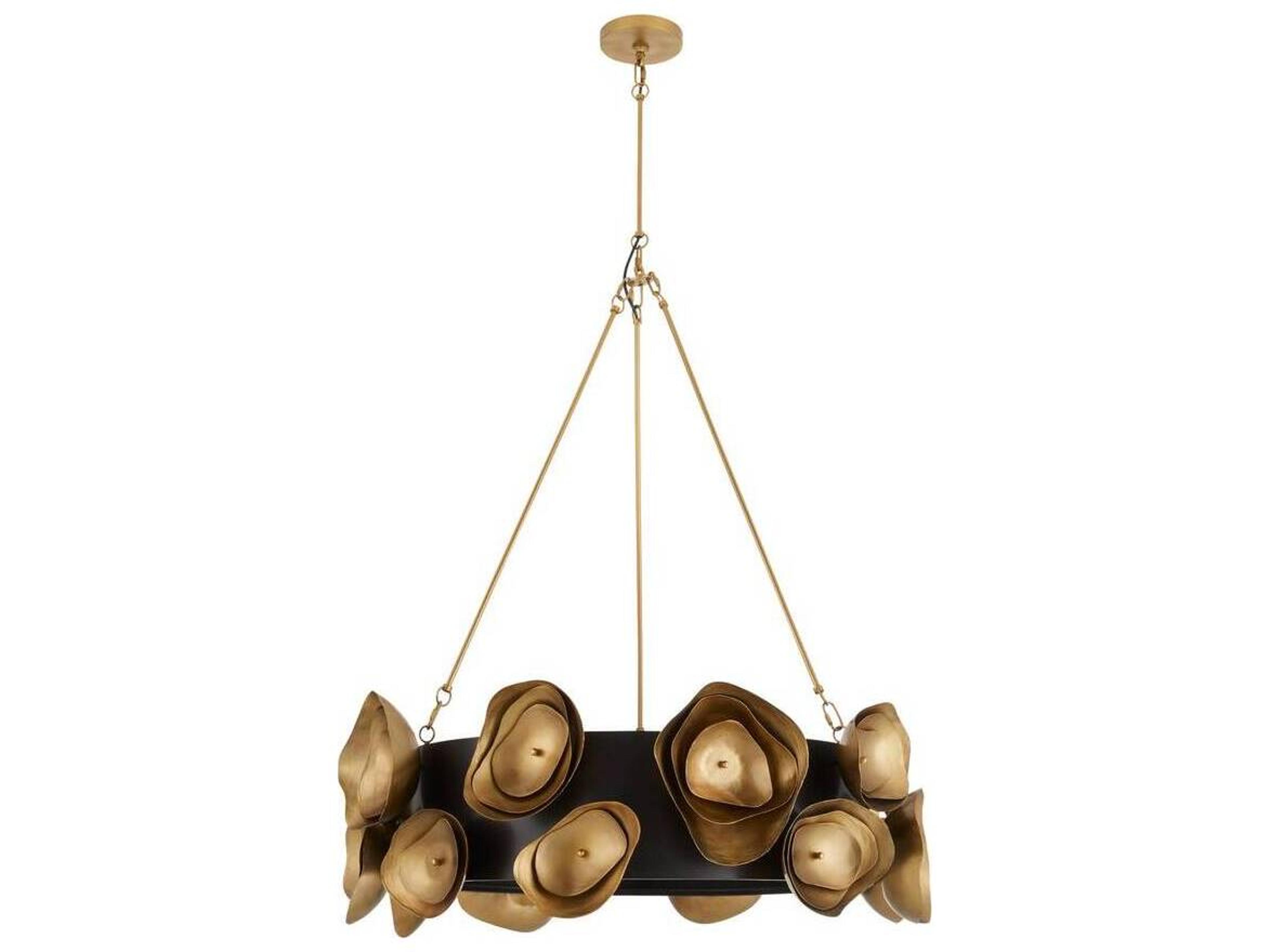 Gaia Chandelier 6-Light Antique Brass and Bronze Drum Pendant