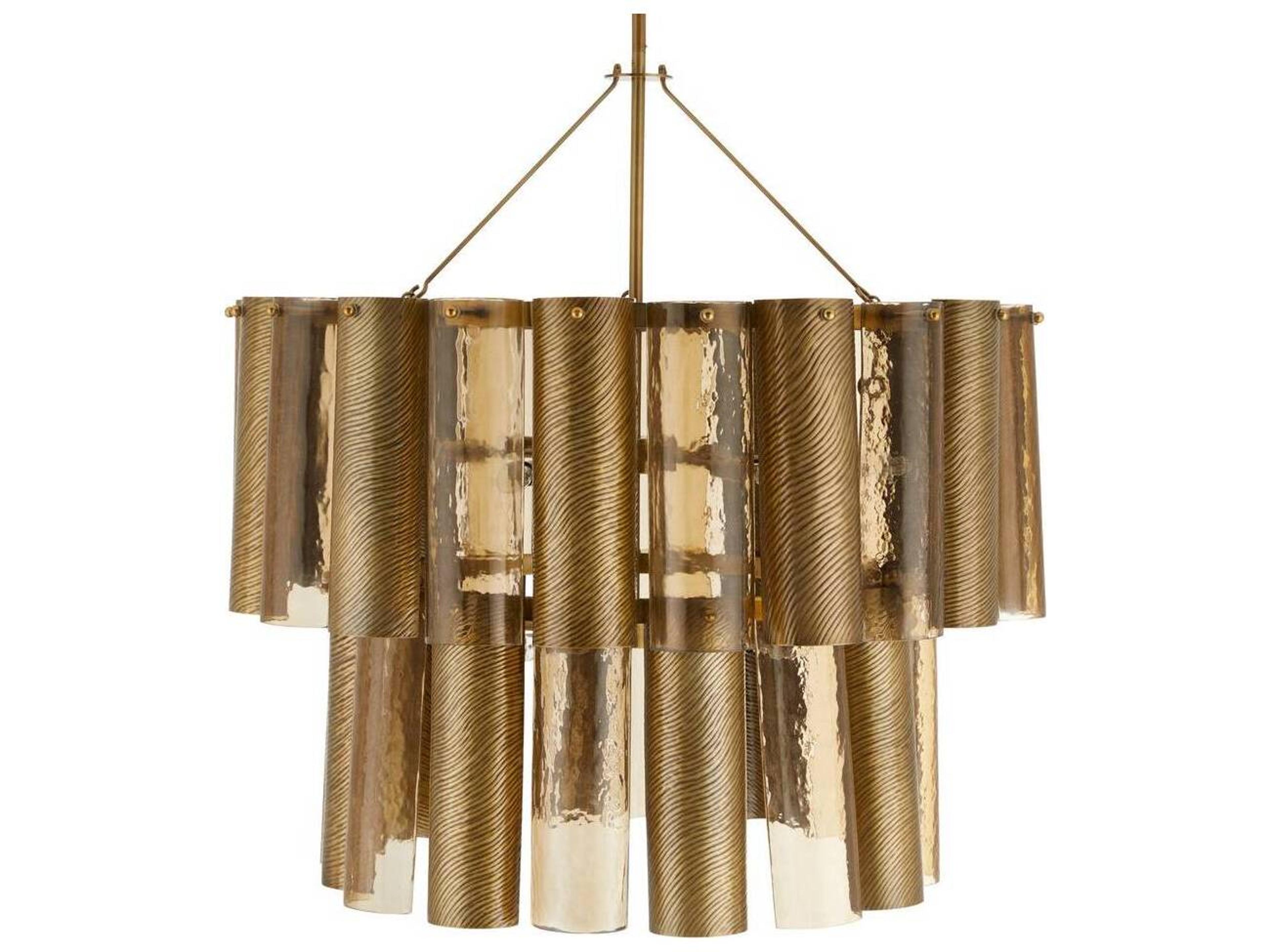 Arteriors Home Faramond 10-Light Vintage Brass Smoke Tiered Chandelier