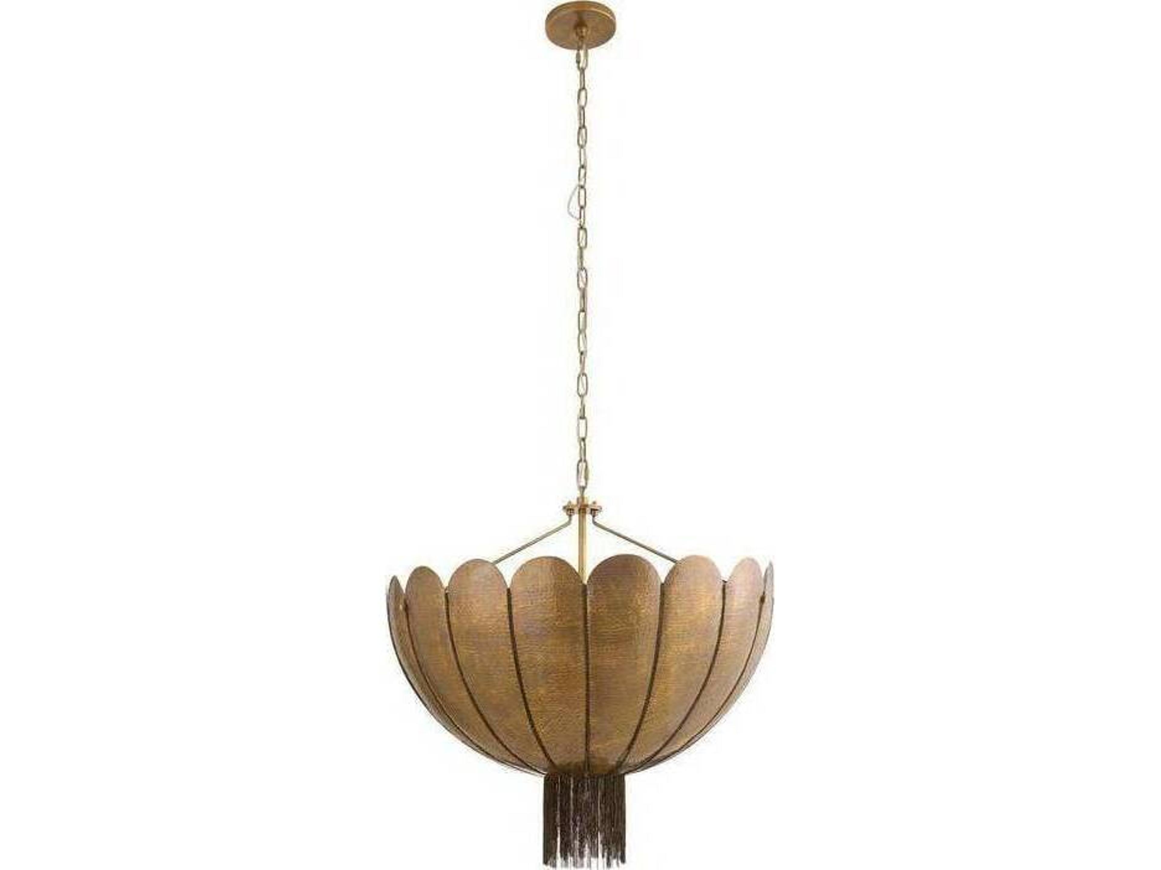 Inaya Chandelier in Antique Brass Art Deco Style