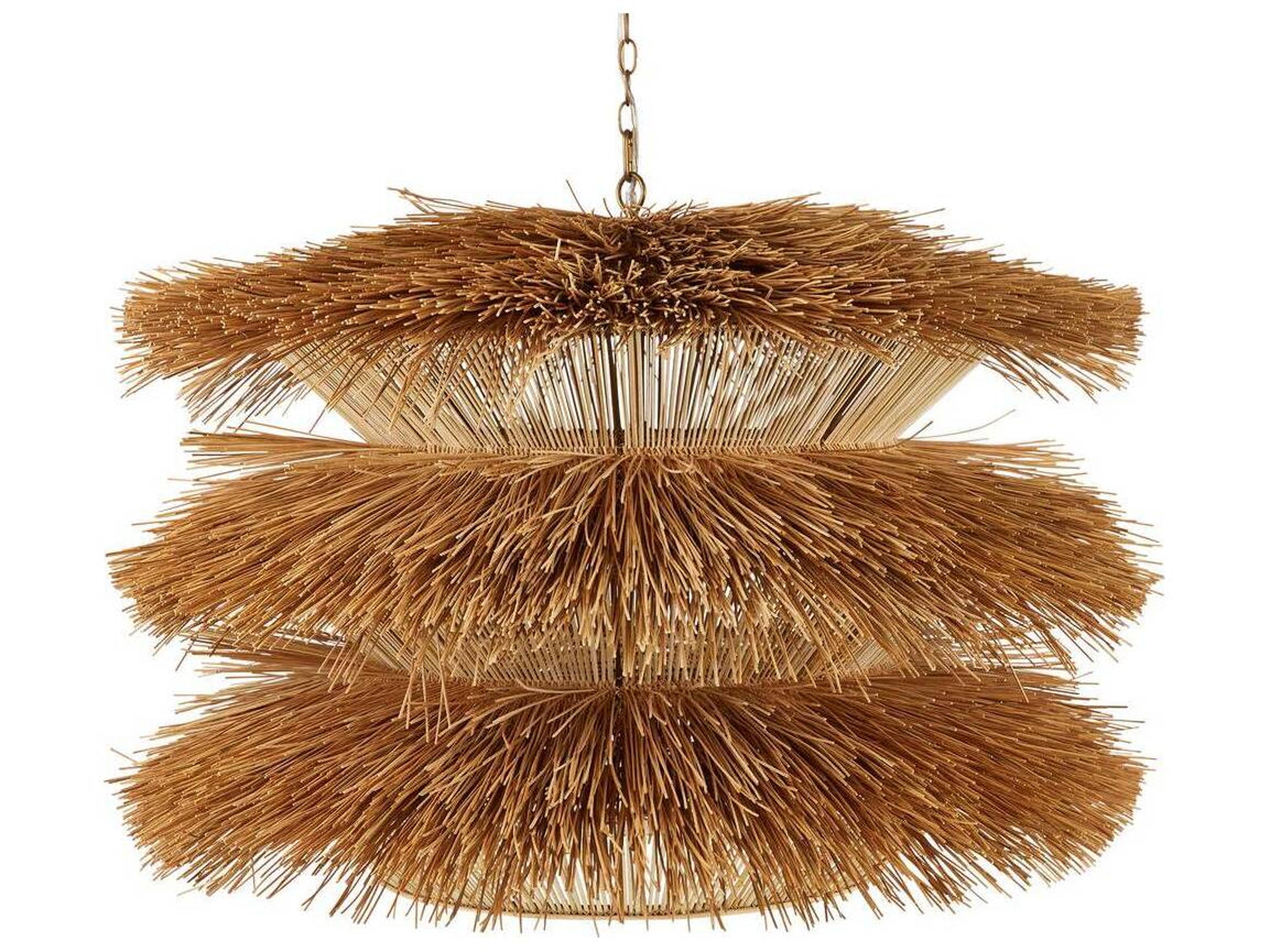 Arteriors Home Ansari 3-Light Natural Antique Brass Brown Tiered Chandelier