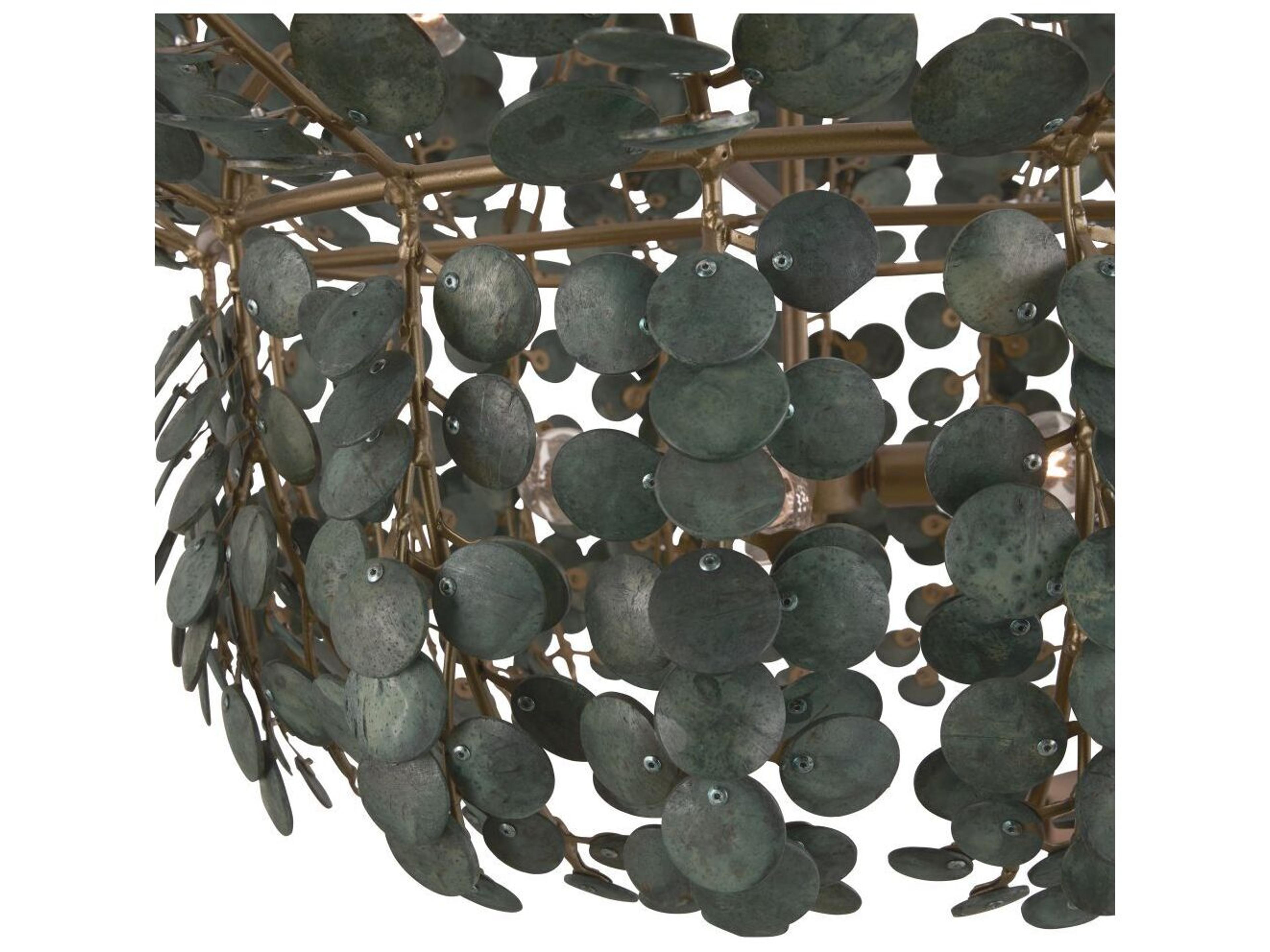 Arteriors Home Bilal 8-Light Eucalyptus Stain Antique Brass Green Chandelier