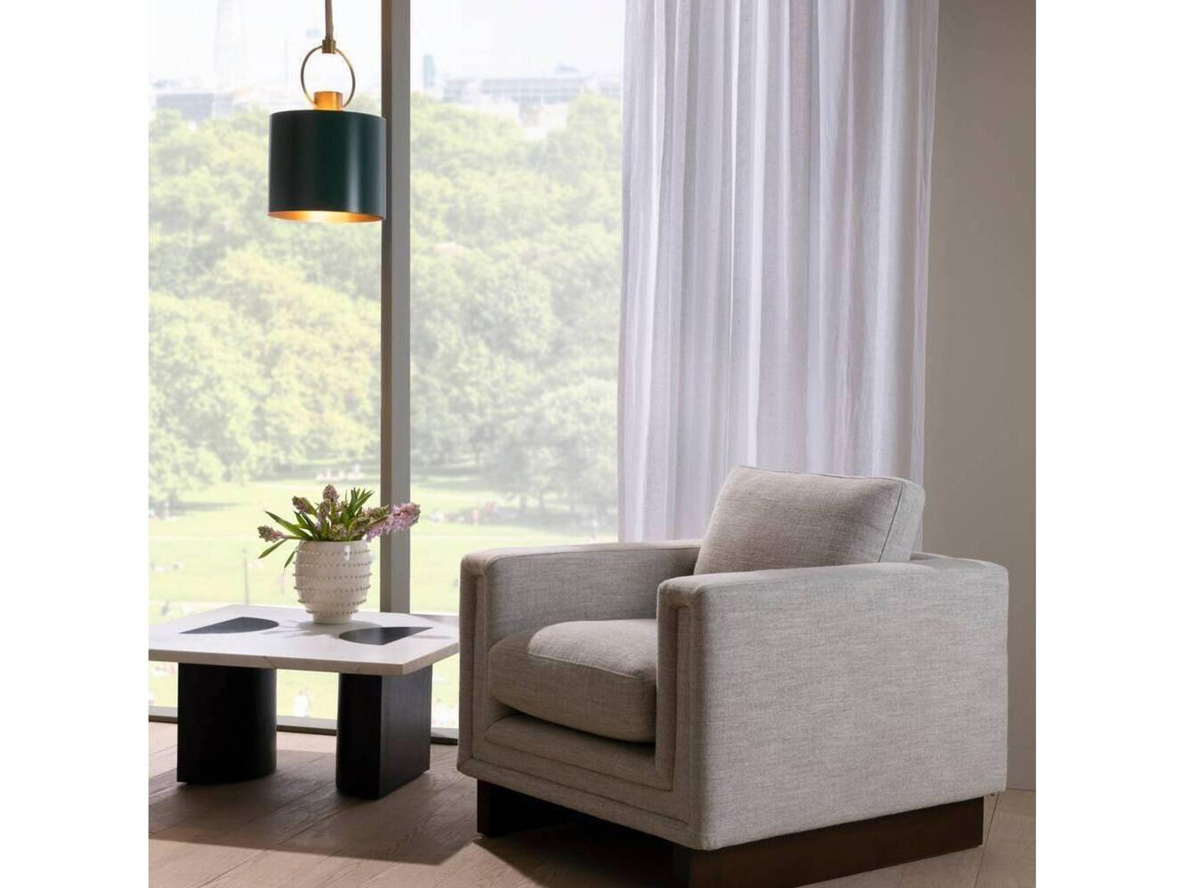 Arteriors Home Tarlow 1-Light Pine Antique Brass Green Drum Mini Pendant