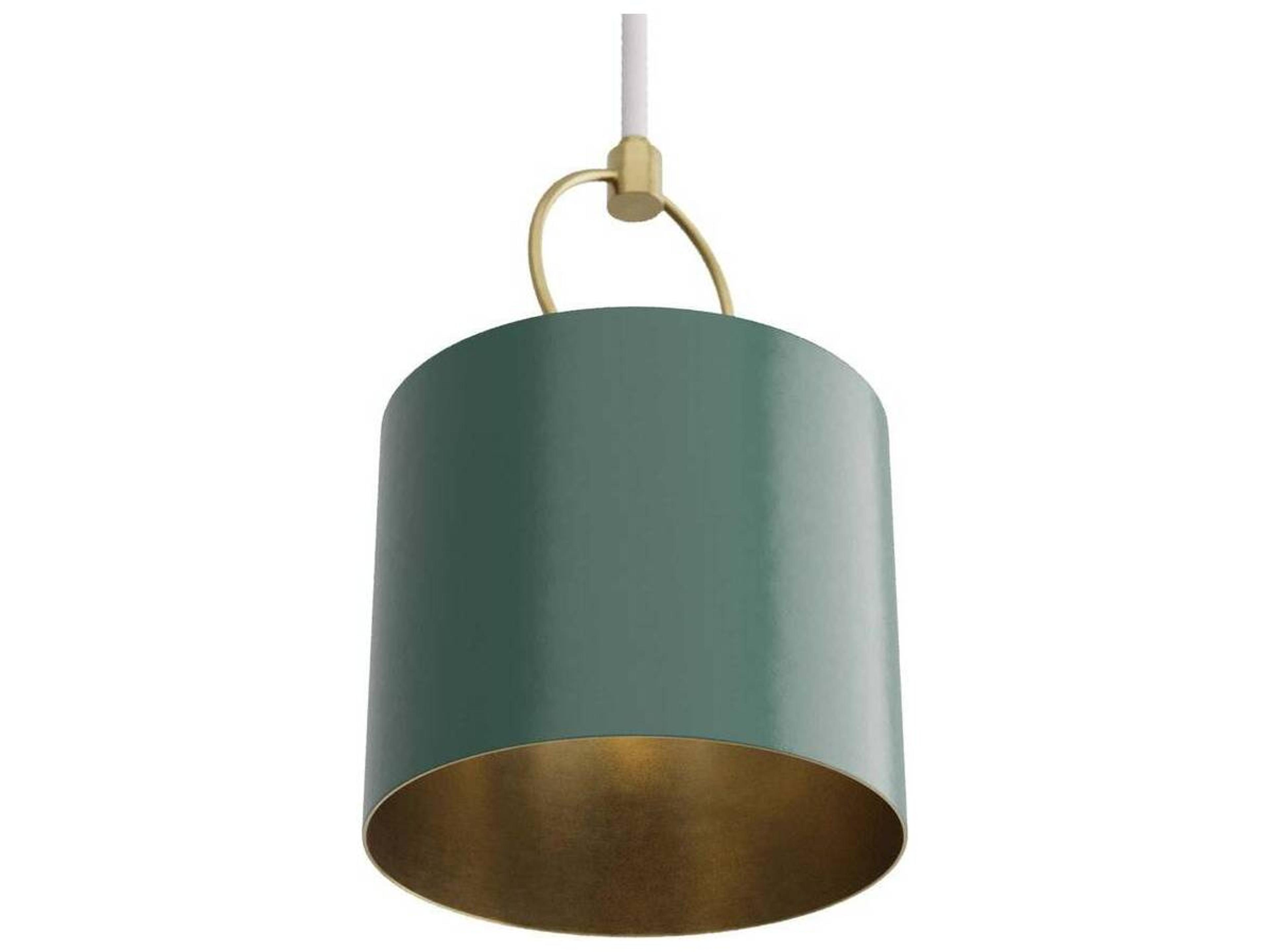 Arteriors Home Tarlow 1-Light Pine Antique Brass Green Drum Mini Pendant