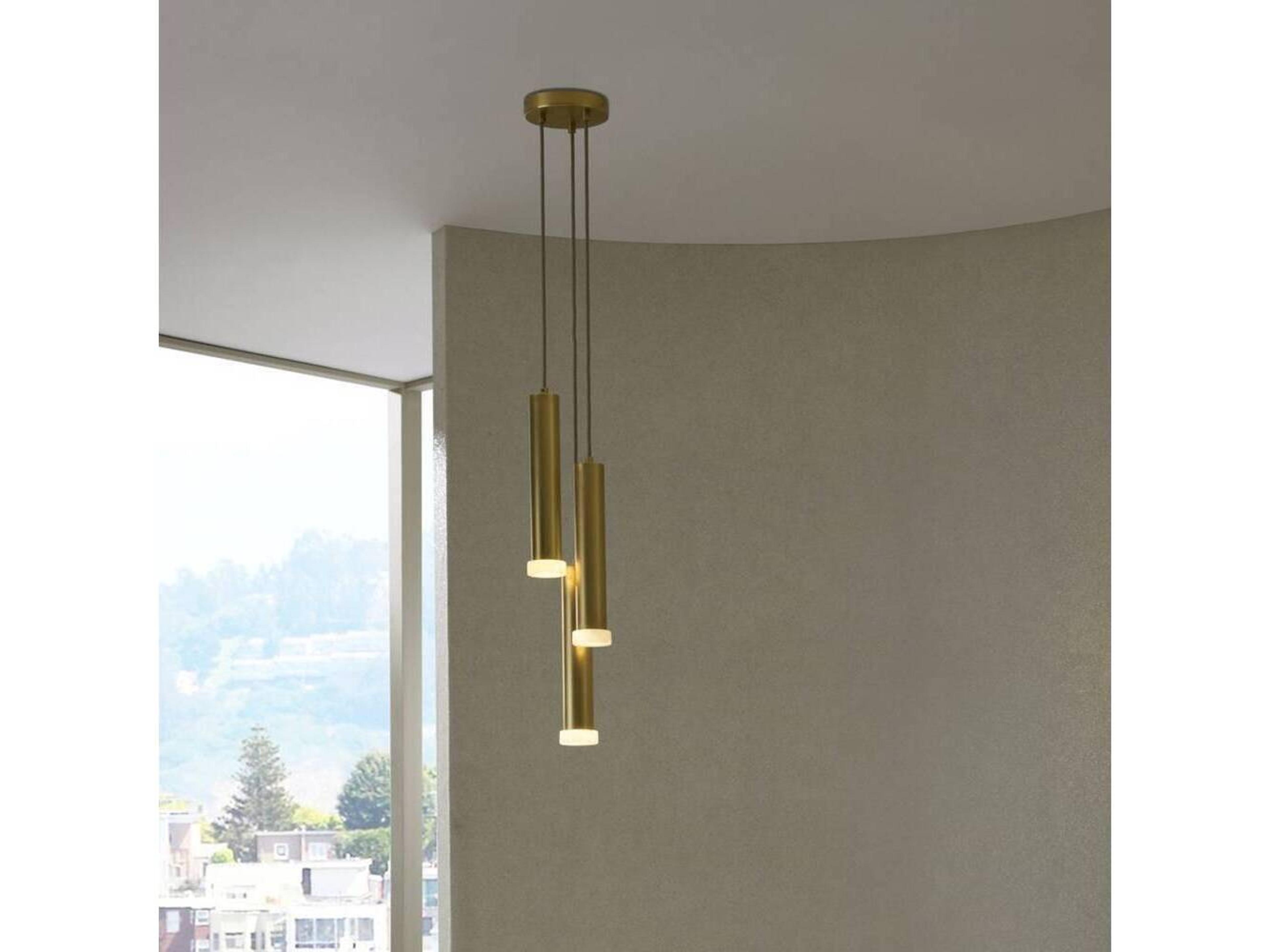 Arteriors Home Aleena 3-Light Antique Brass White Cylinder Mini Pendant