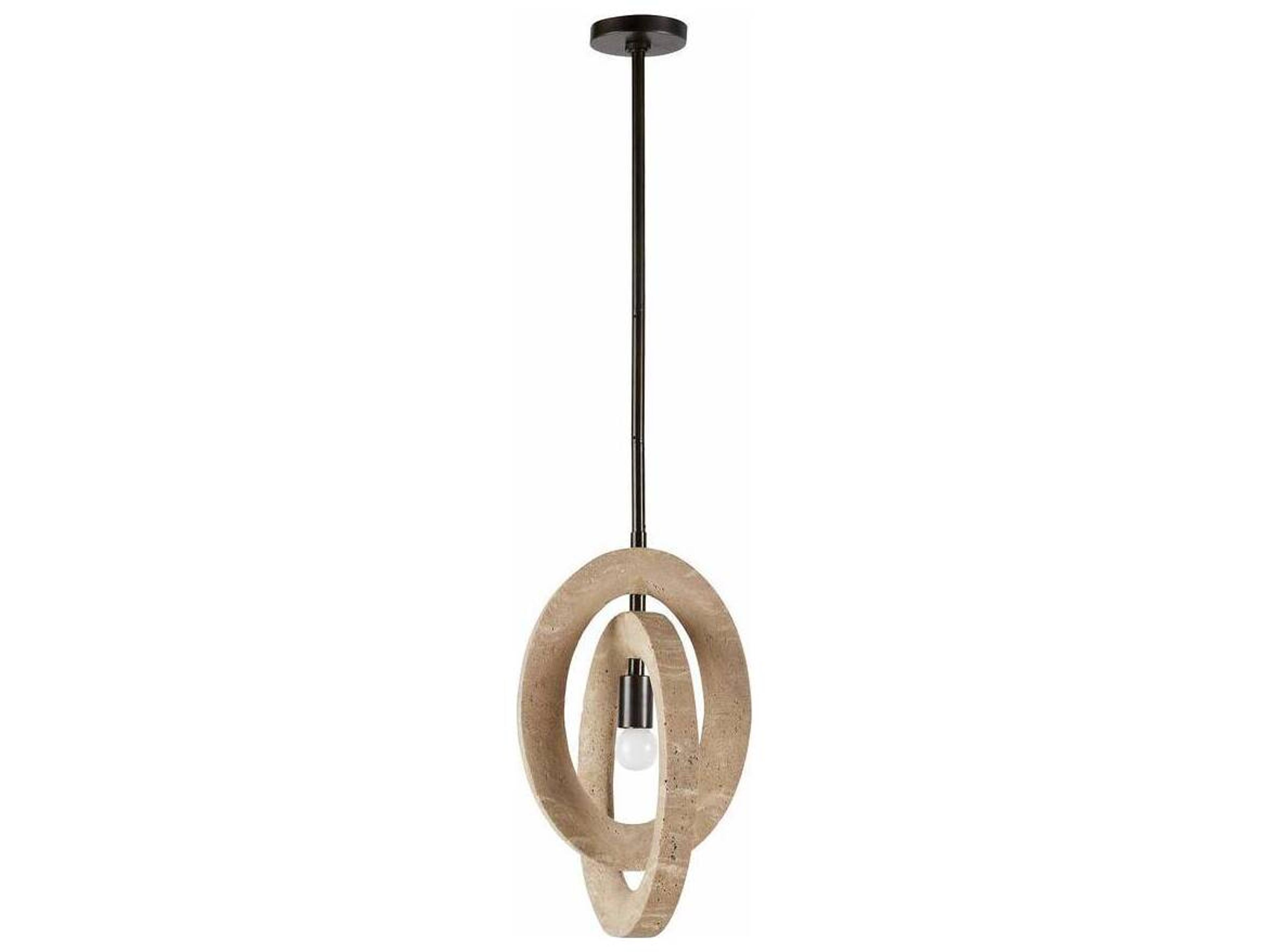 Collins Pendant Light in Faux Travertine and English Bronze