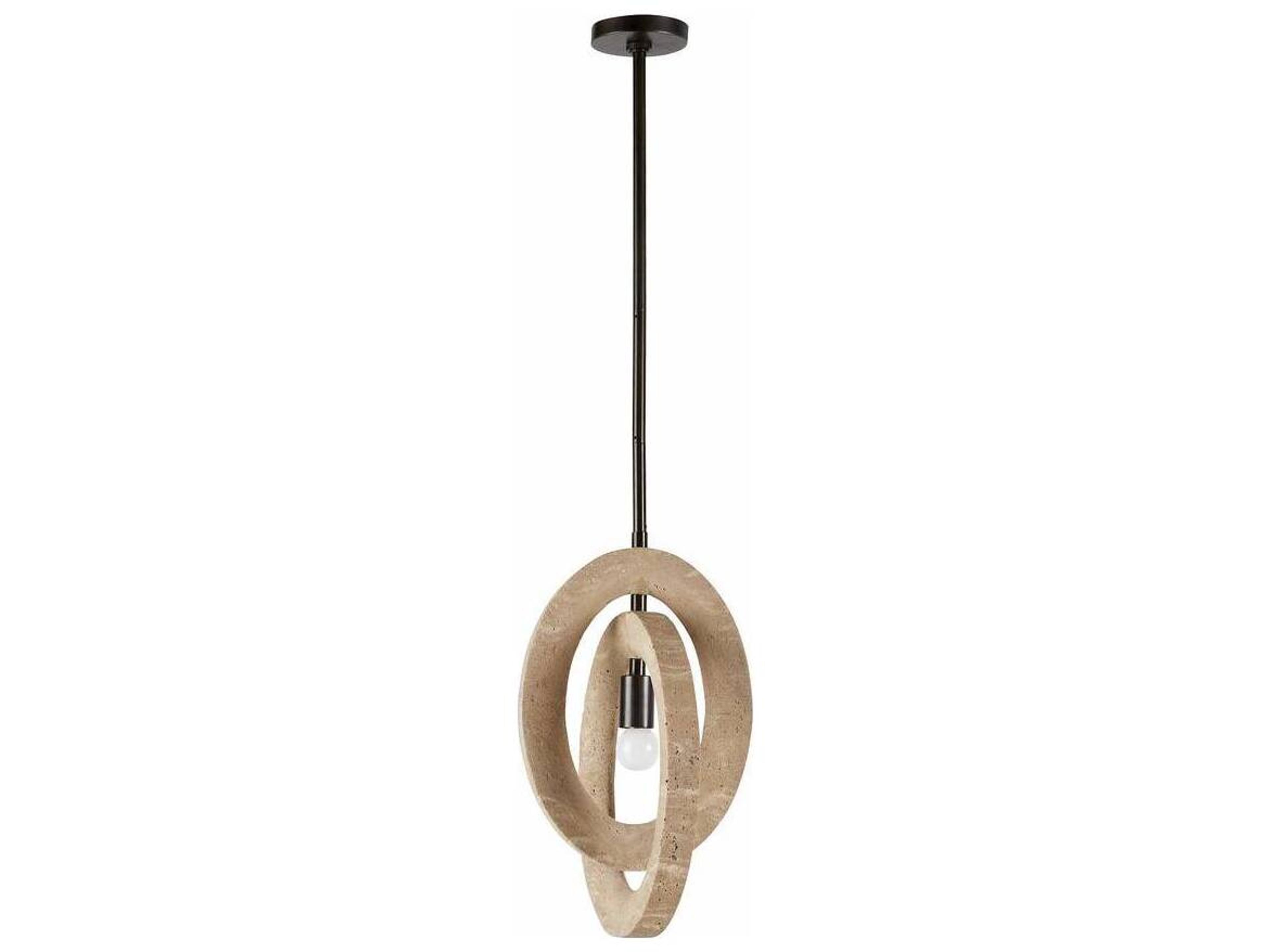 Arteriors Home Collins 1-Light Faux Travertine English Bronze Brown Round Mini Pendant