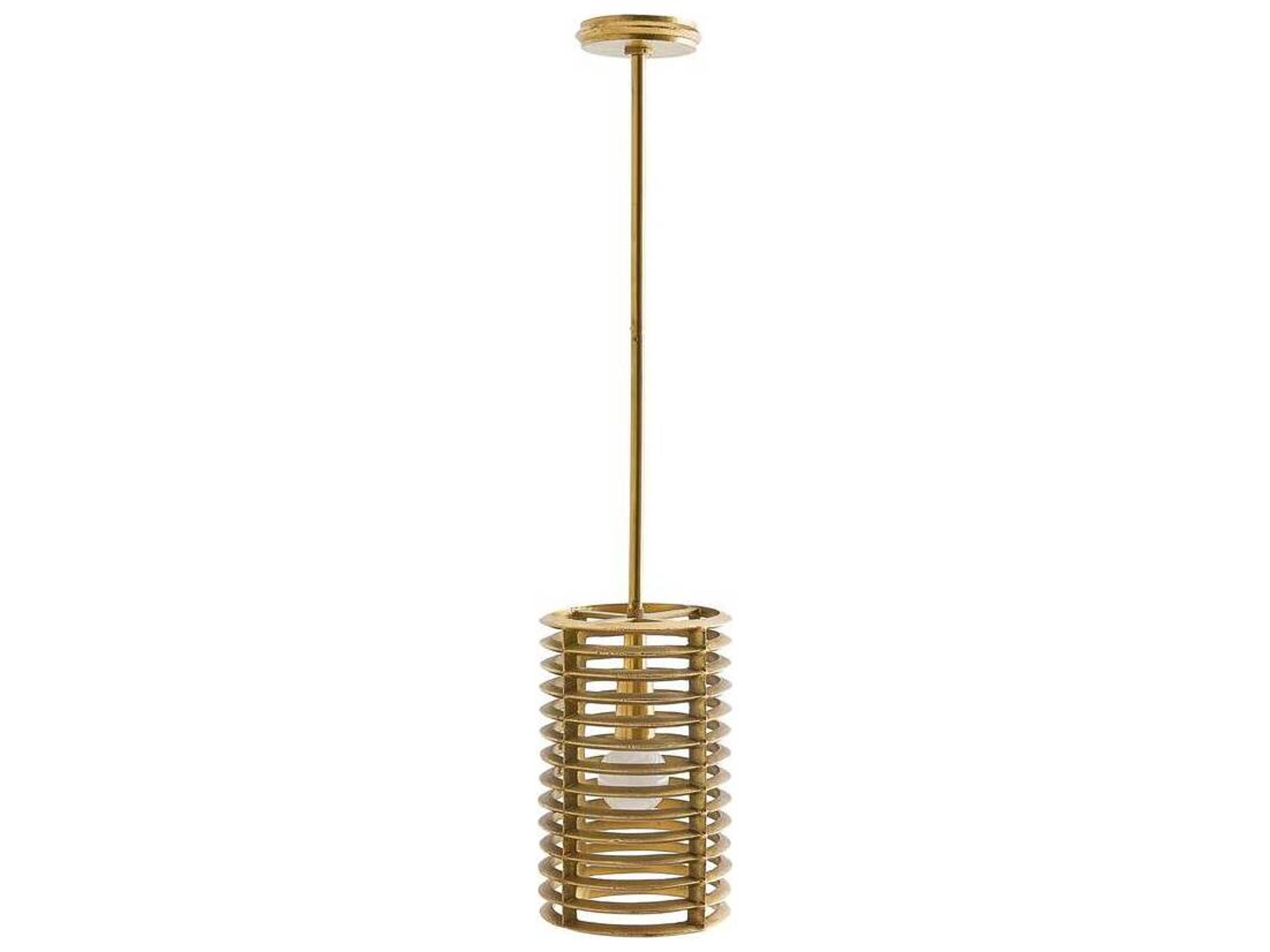 Arteriors Home Zimei 1-Light Antique Brass Cylinder Mini Pendant
