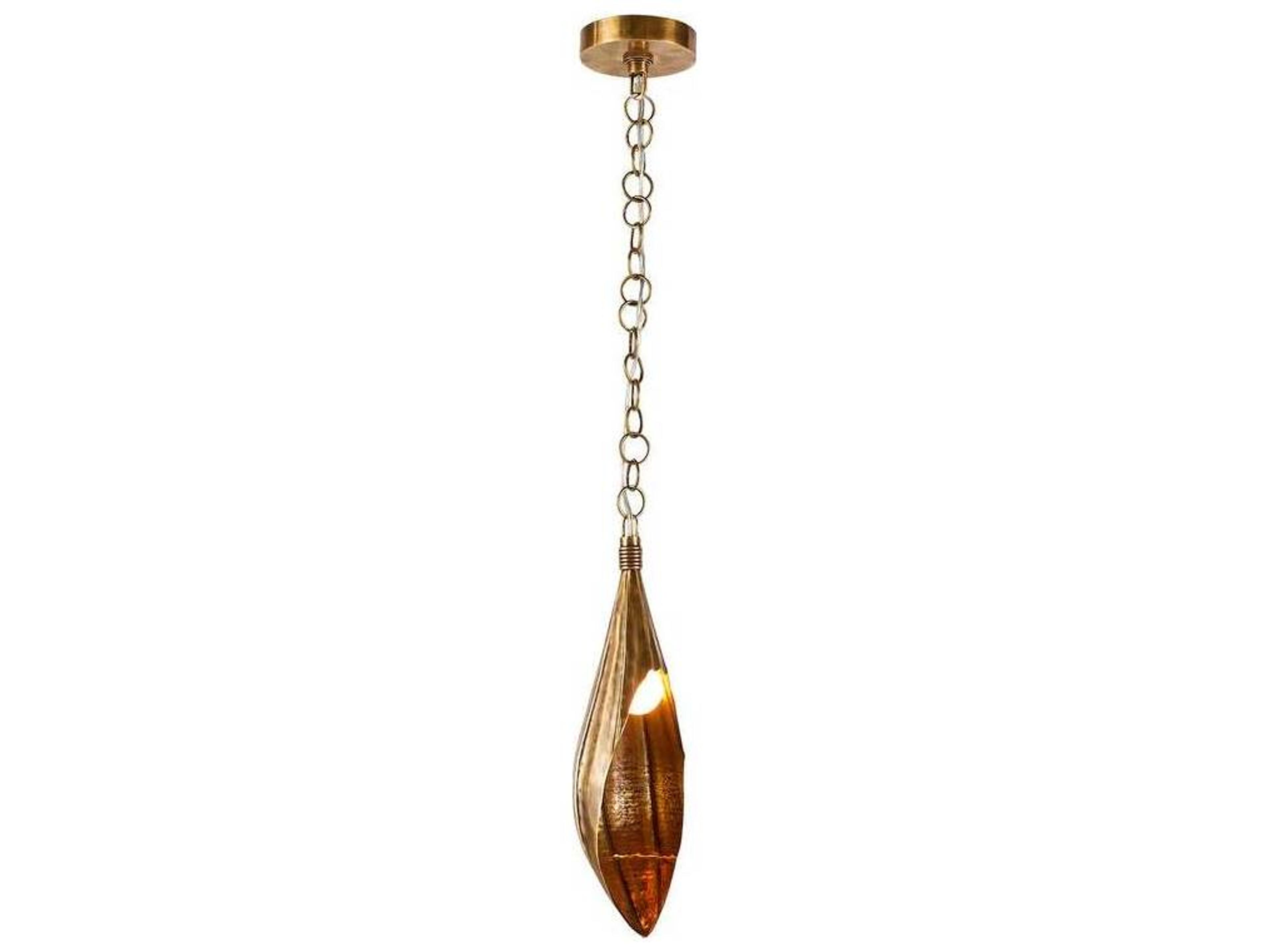 Clayton Pendant Light Vintage Brass Clamshell