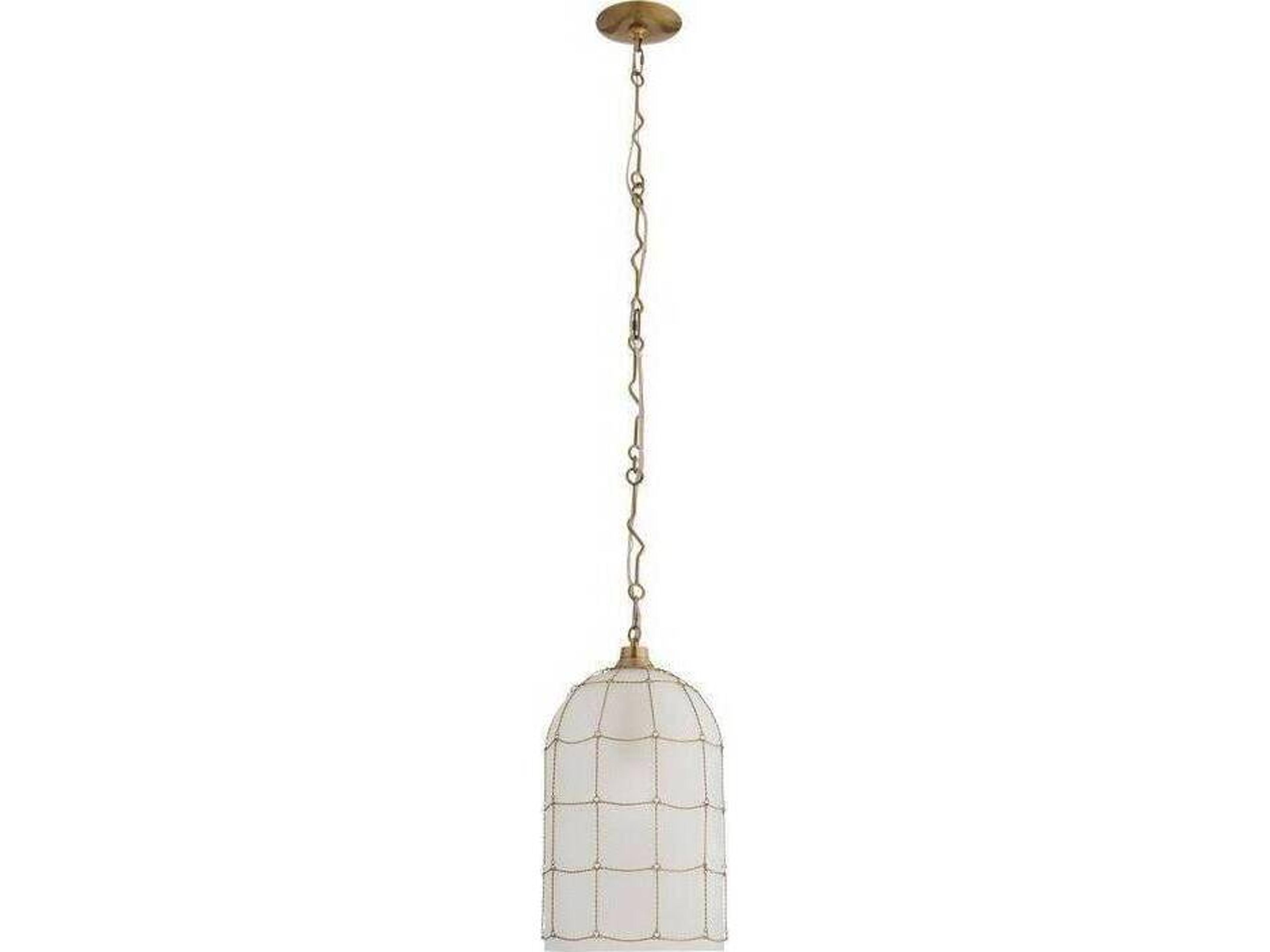 Arteriors Home Jordan Arteriors Home 1-Light Frosted Antique Brass White Gold Bell Mini Pendant