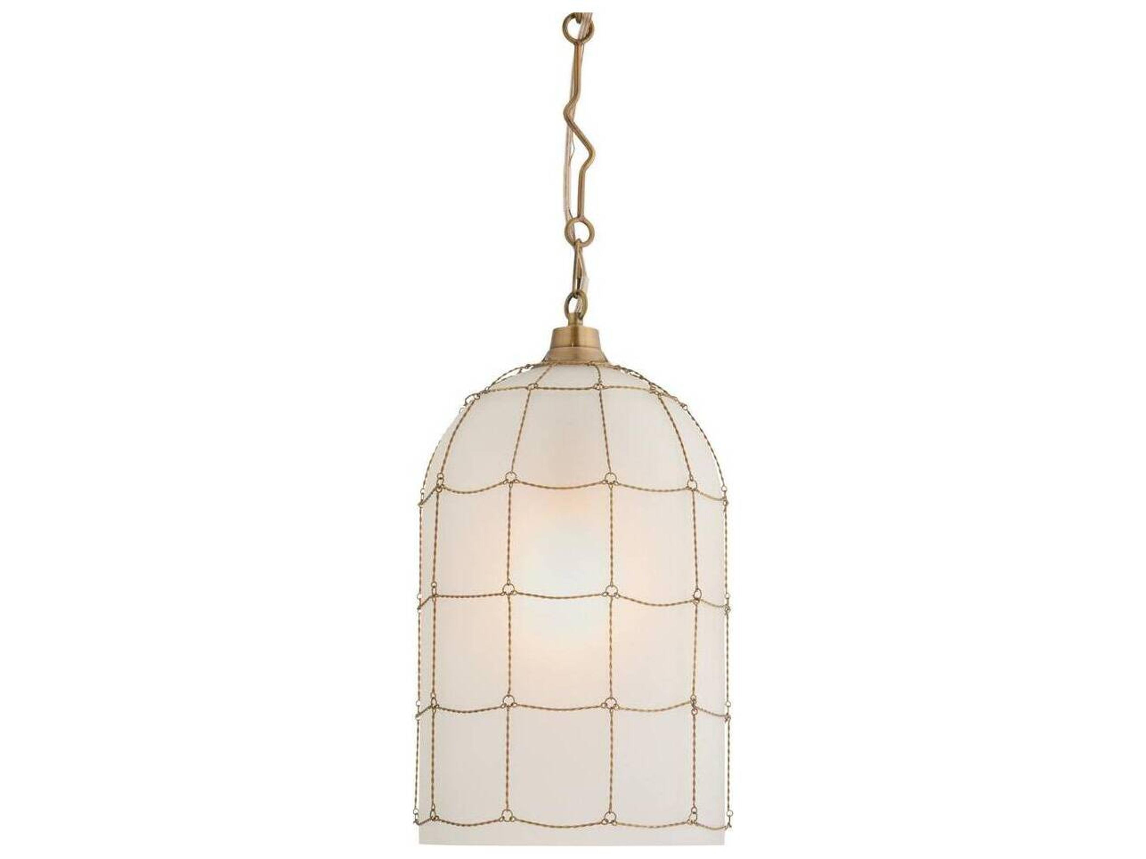 Arteriors Home Jordan Arteriors Home 1-Light Frosted Antique Brass White Gold Bell Mini Pendant