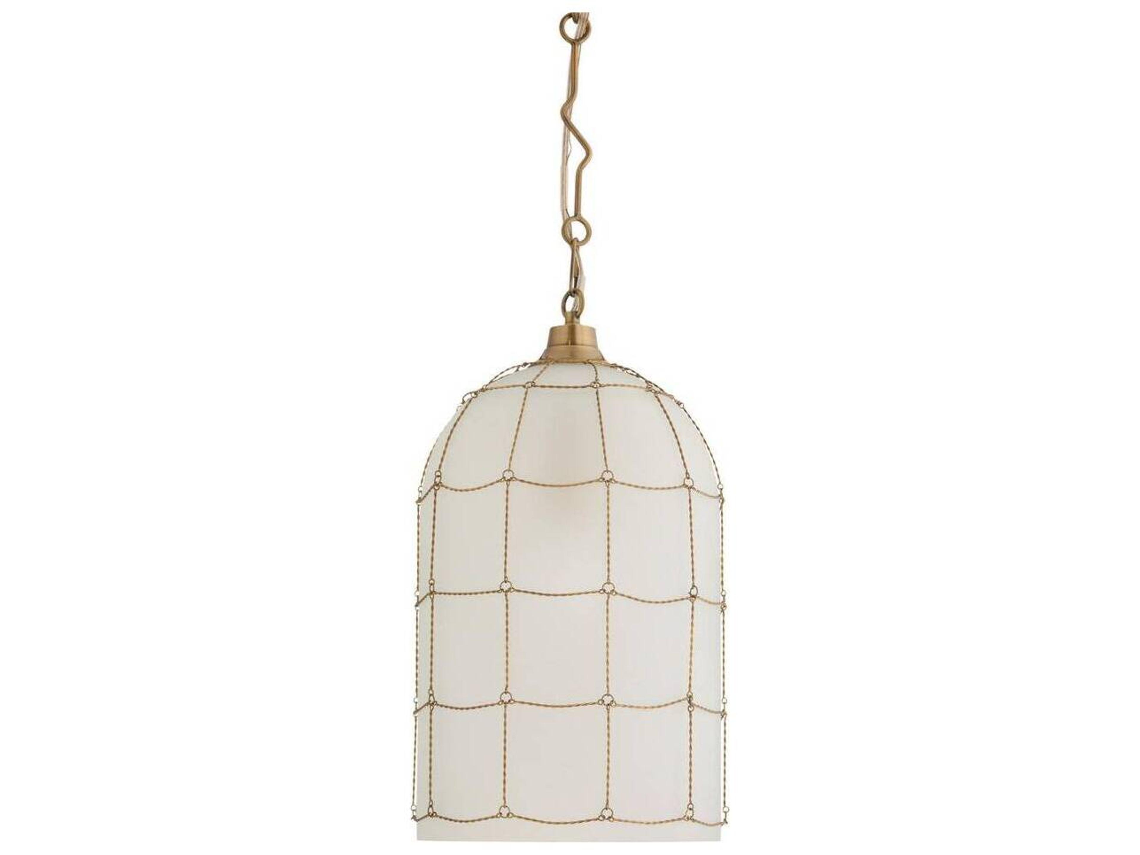 Arteriors Home Jordan Arteriors Home 1-Light Frosted Antique Brass White Gold Bell Mini Pendant