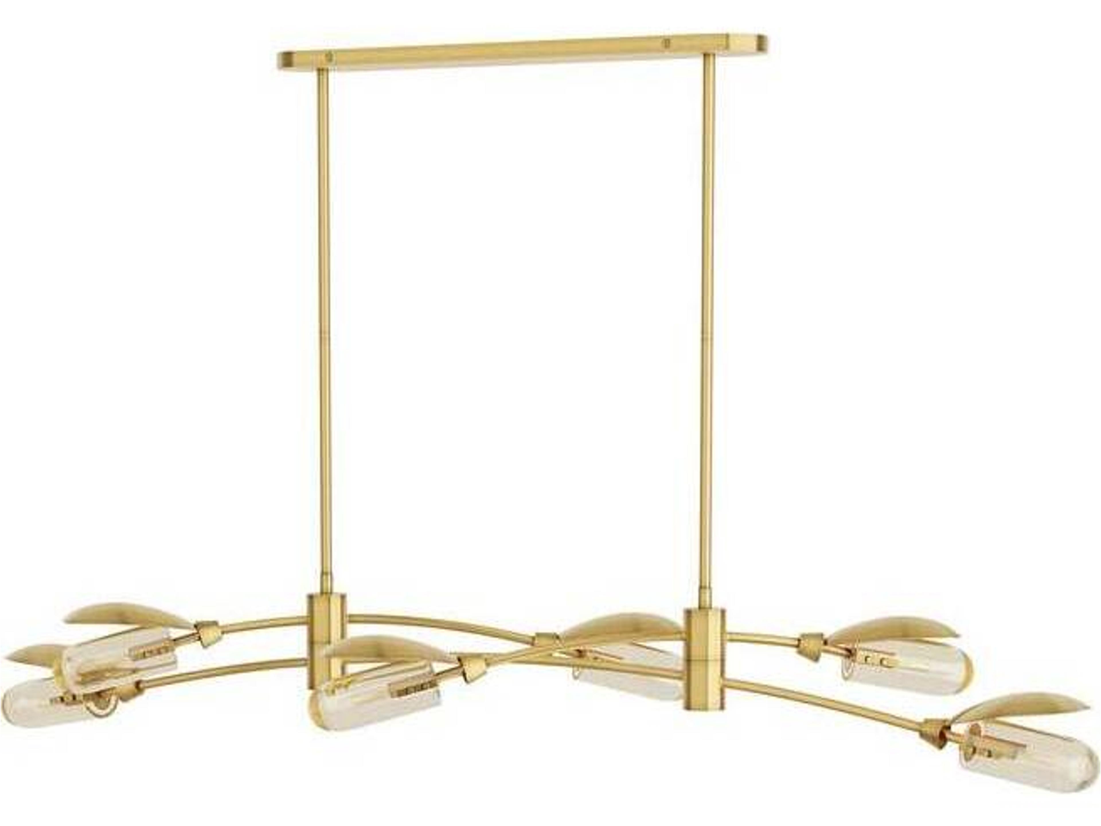 6-Light Antique Brass Linear Island Pendant