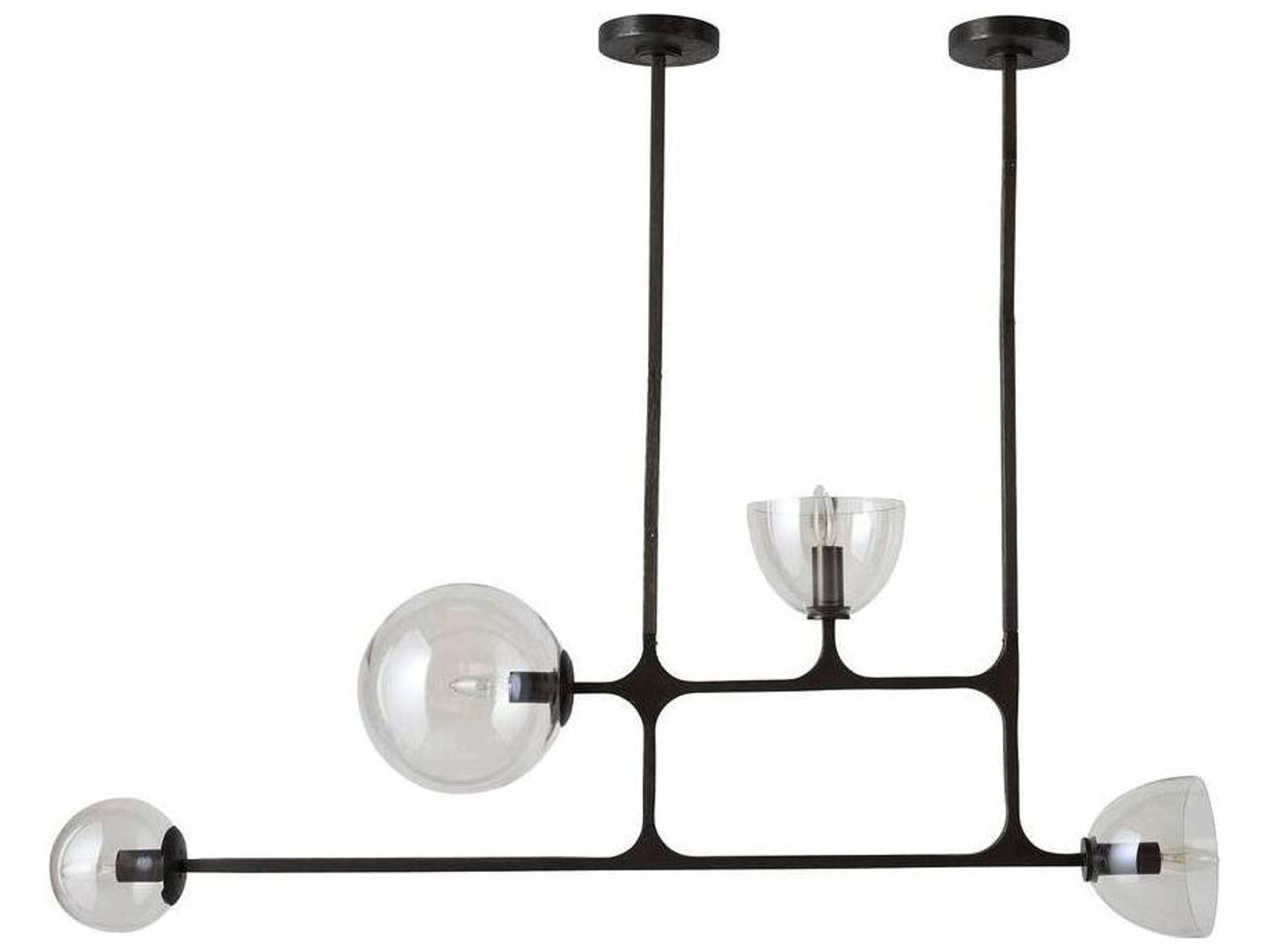 Arteriors Home Dillon 4-Light English Bronze Smoke Black Globe Linear Island Pendant