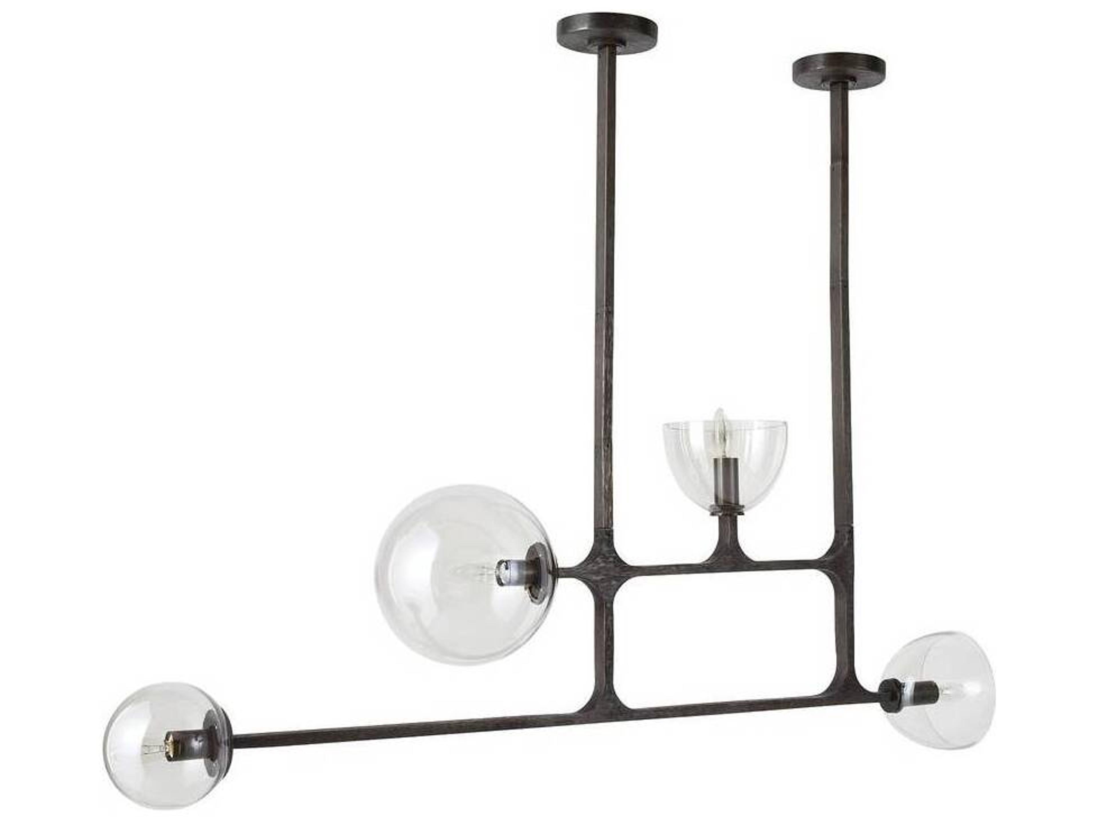 Arteriors Home Dillon 4-Light English Bronze Smoke Black Globe Linear Island Pendant