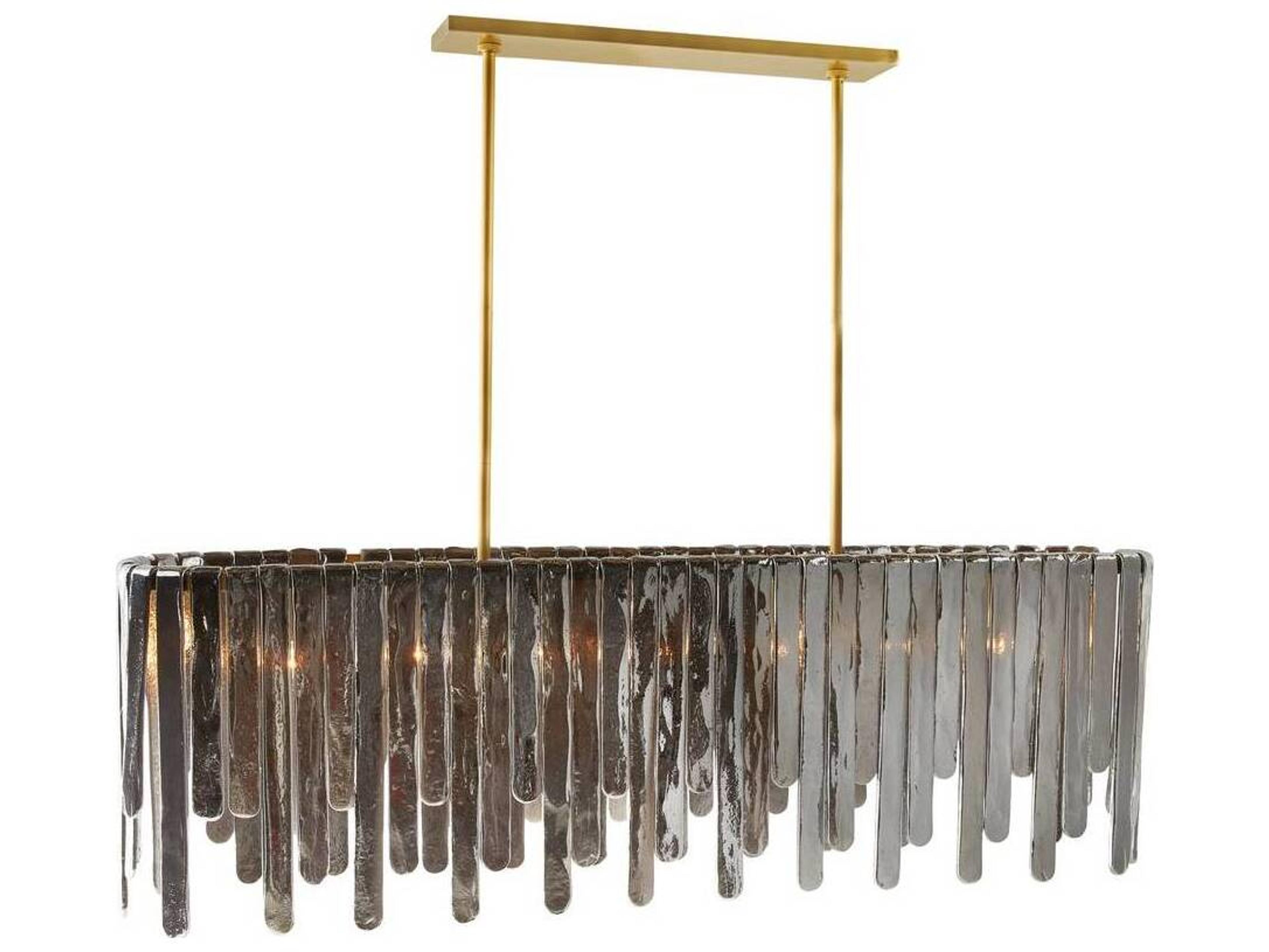 Leighton Linear Chandelier Smoke Luster and Antique Brass