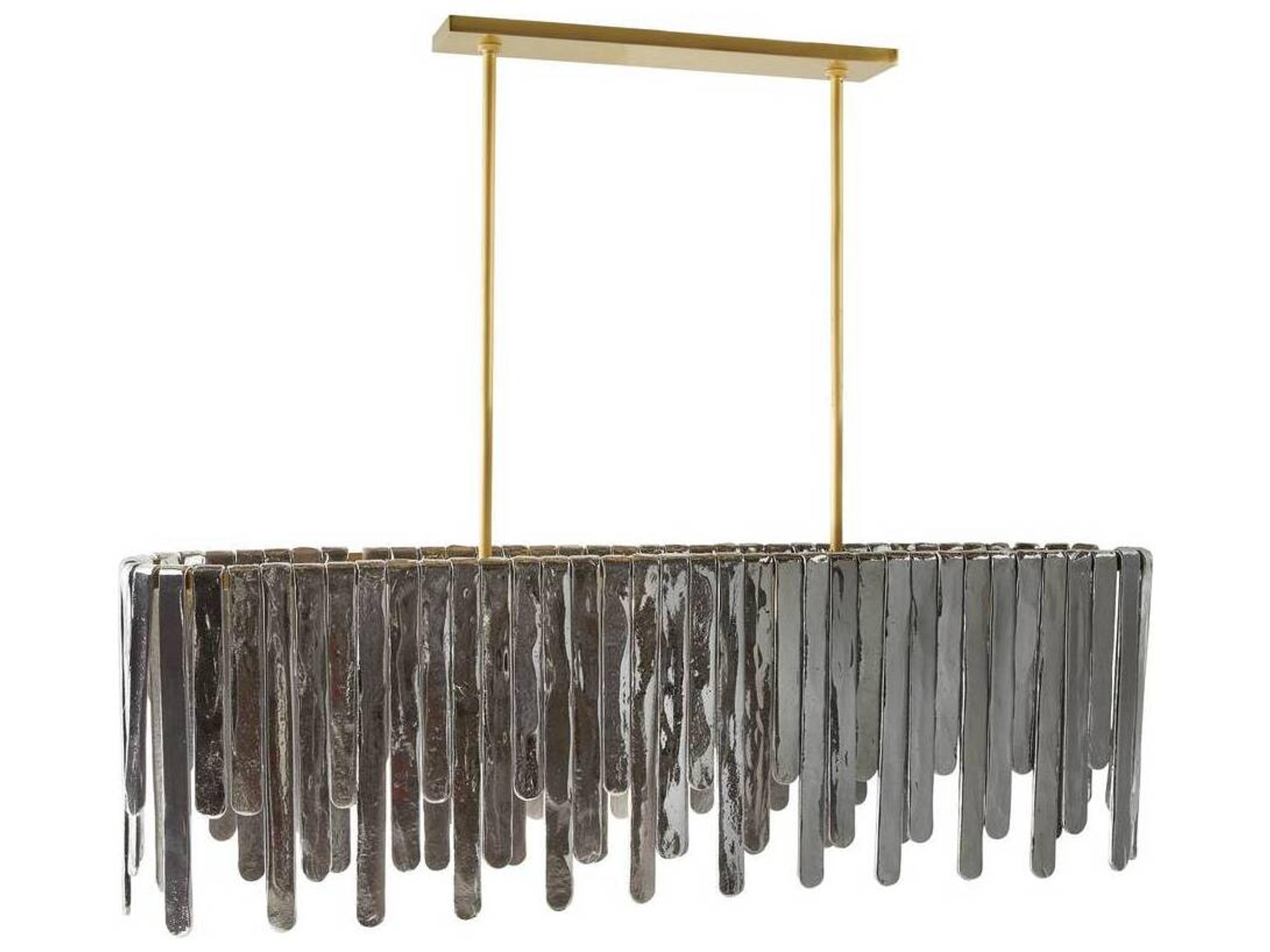 Arteriors Home Leighton 7-Light Smoke Luster Antique Brass Geometric Linear Island Pendant