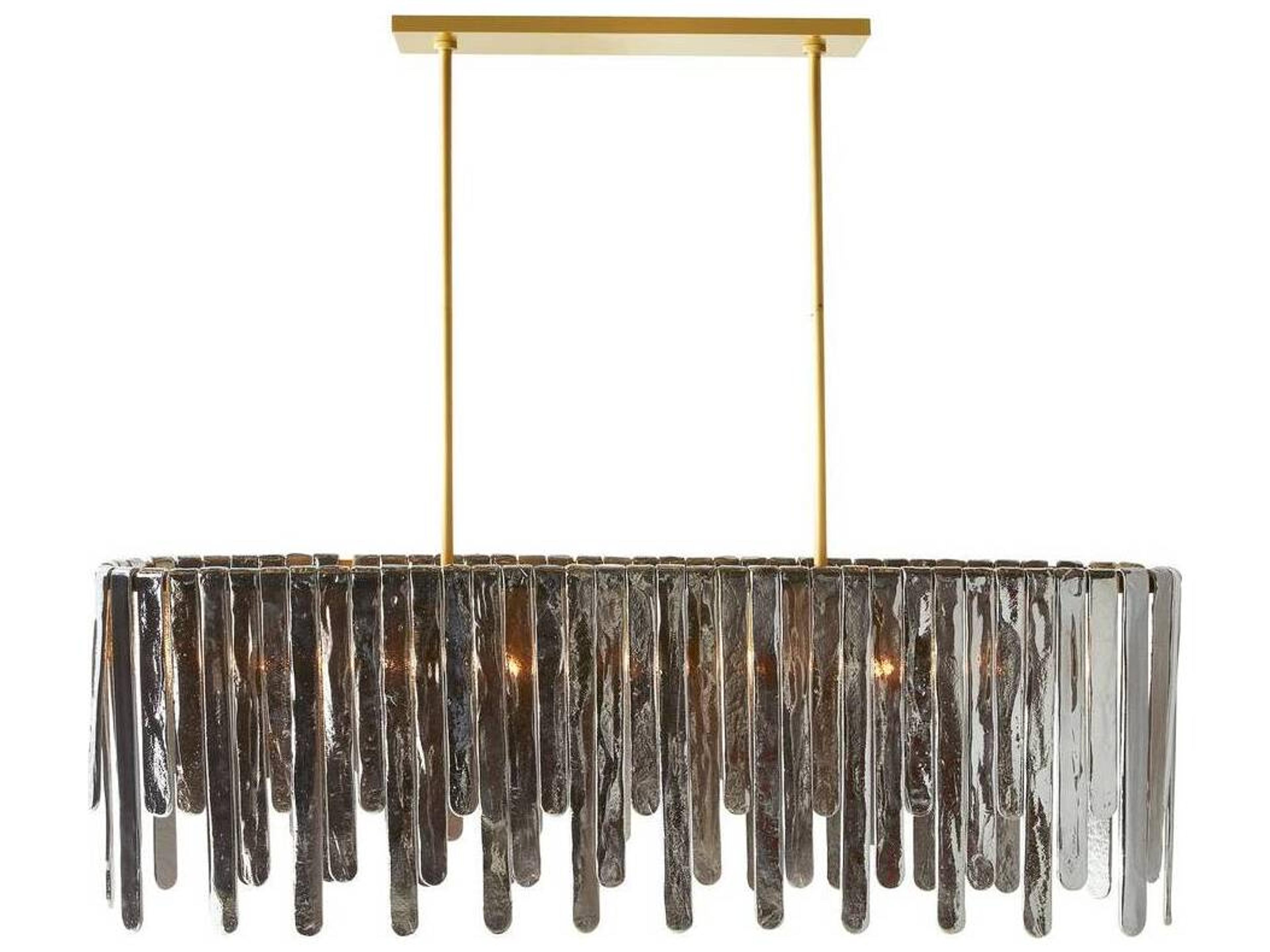 Arteriors Home Leighton 7-Light Smoke Luster Antique Brass Geometric Linear Island Pendant