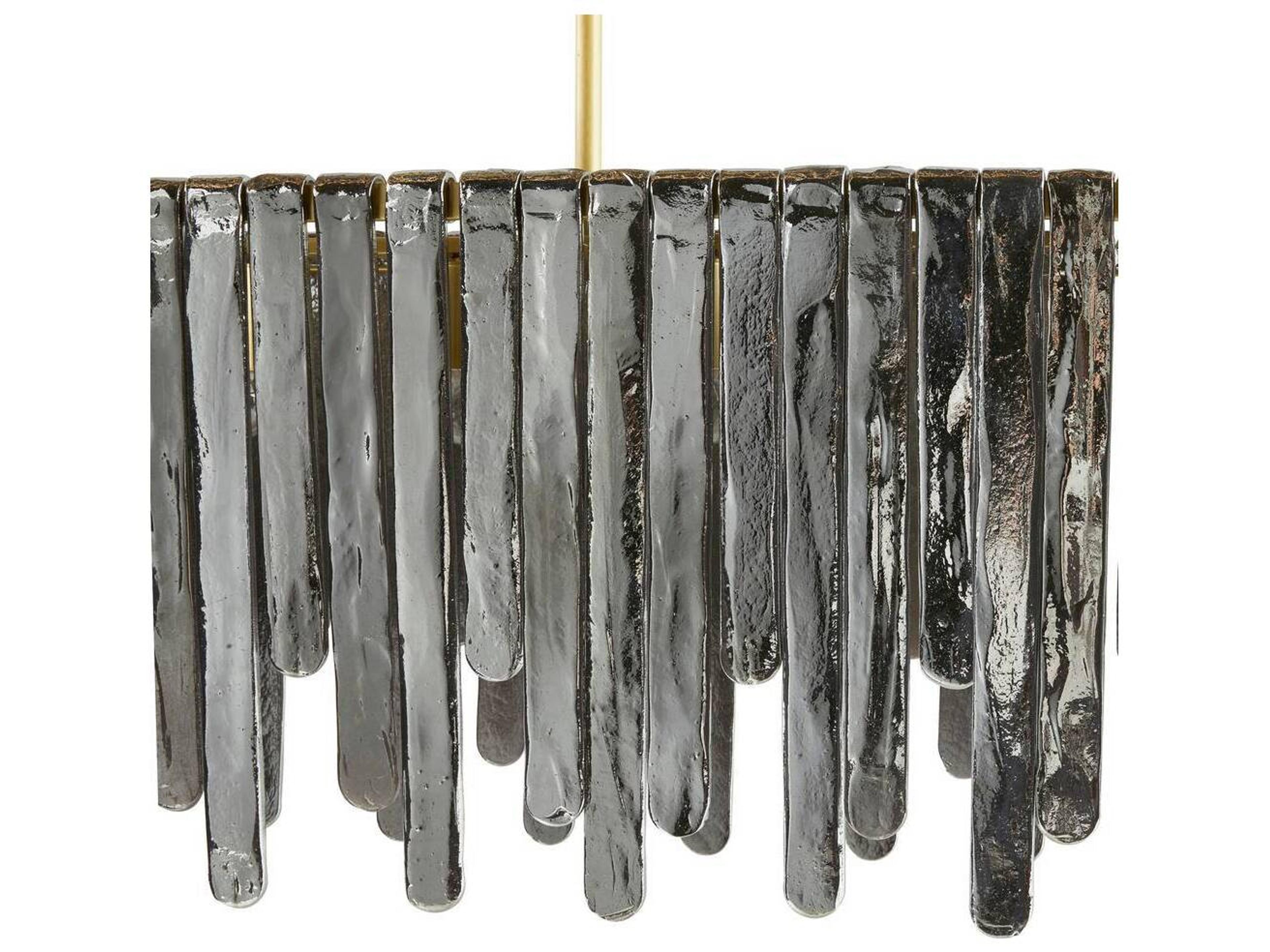 Arteriors Home Leighton 7-Light Smoke Luster Antique Brass Geometric Linear Island Pendant