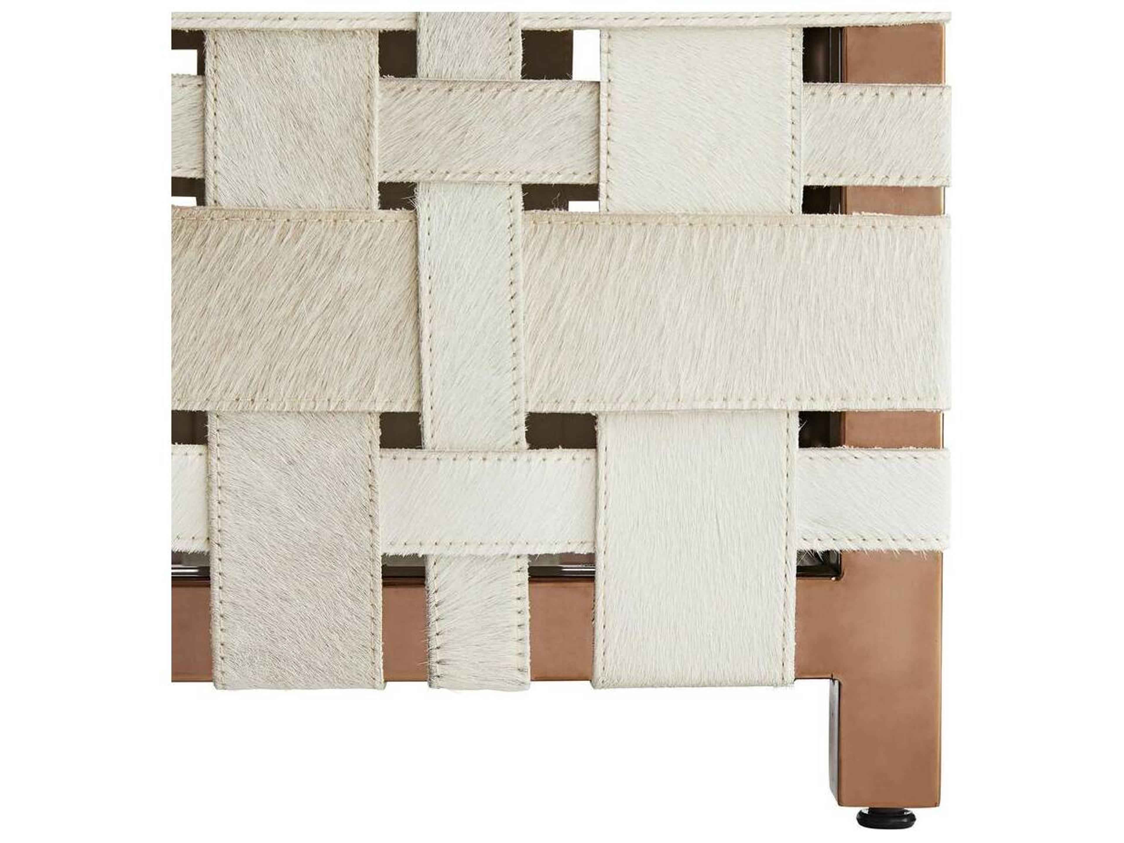 Arteriors Home Elis White Rose Gold Leather Accent Bench