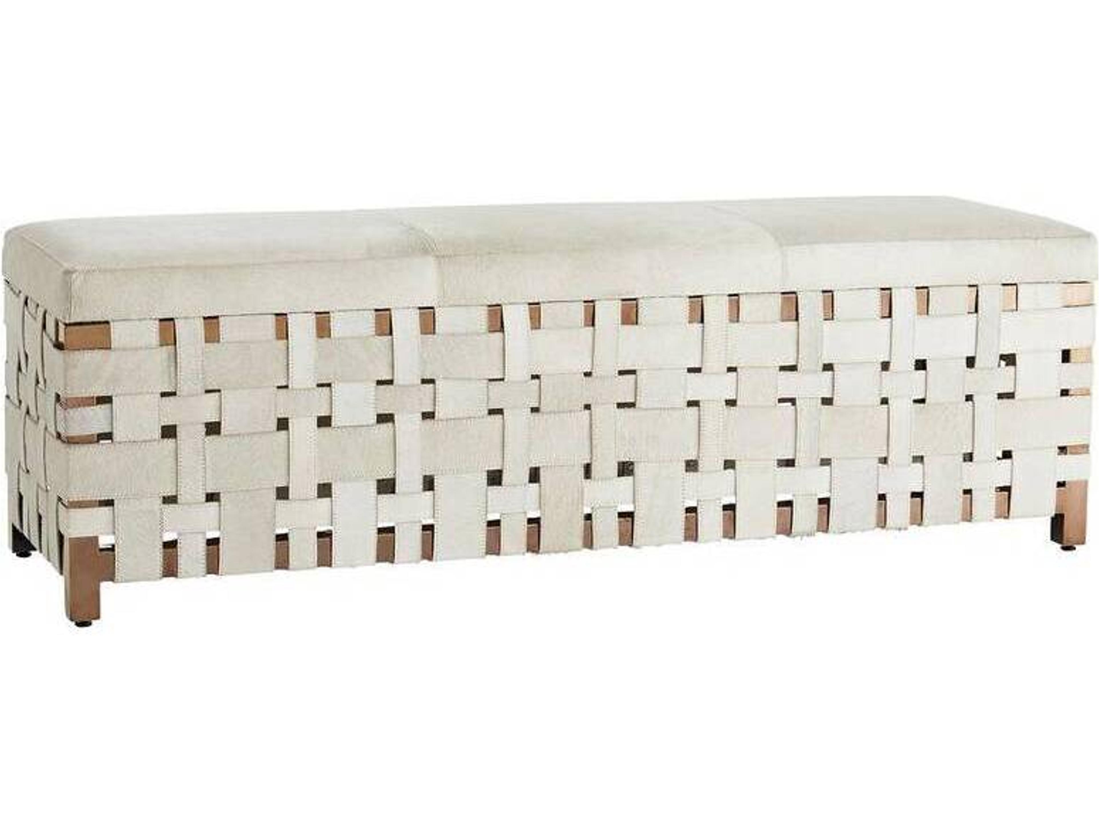 Arteriors Home Elis White Rose Gold Leather Accent Bench