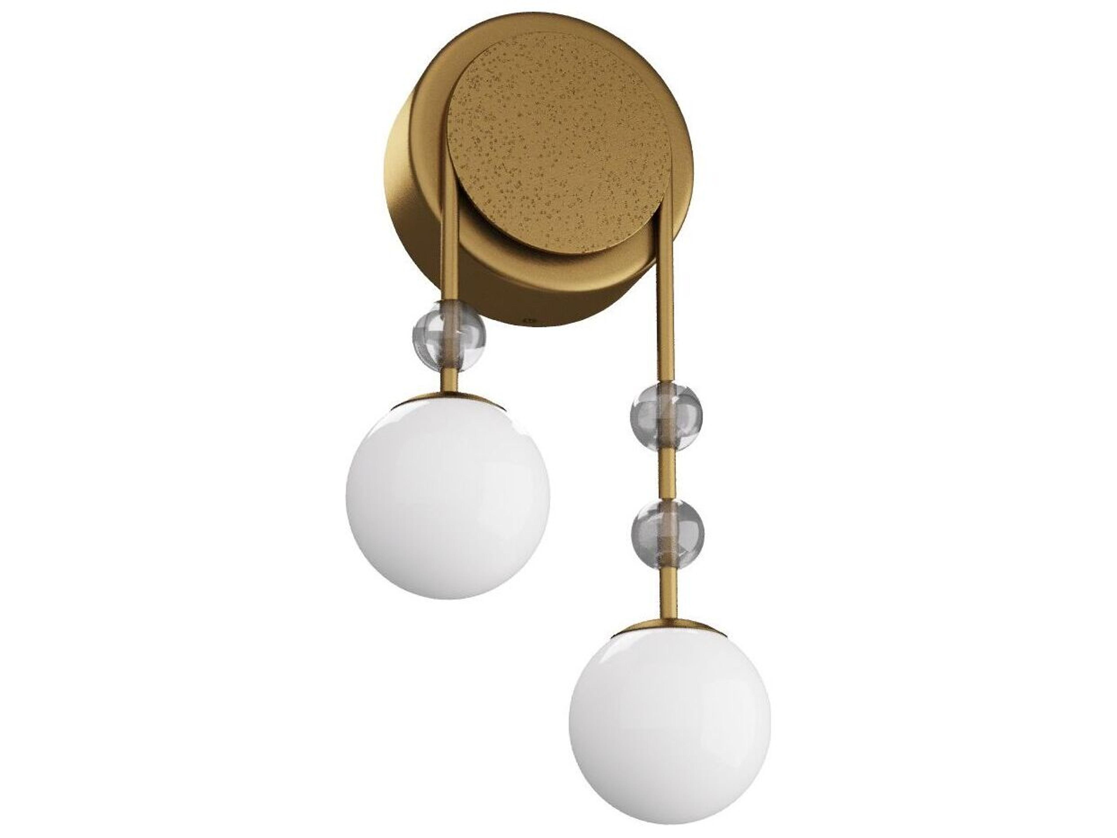 Arteriors Home Beverly 2-Light Antique Brass Opal White Wall Sconce
