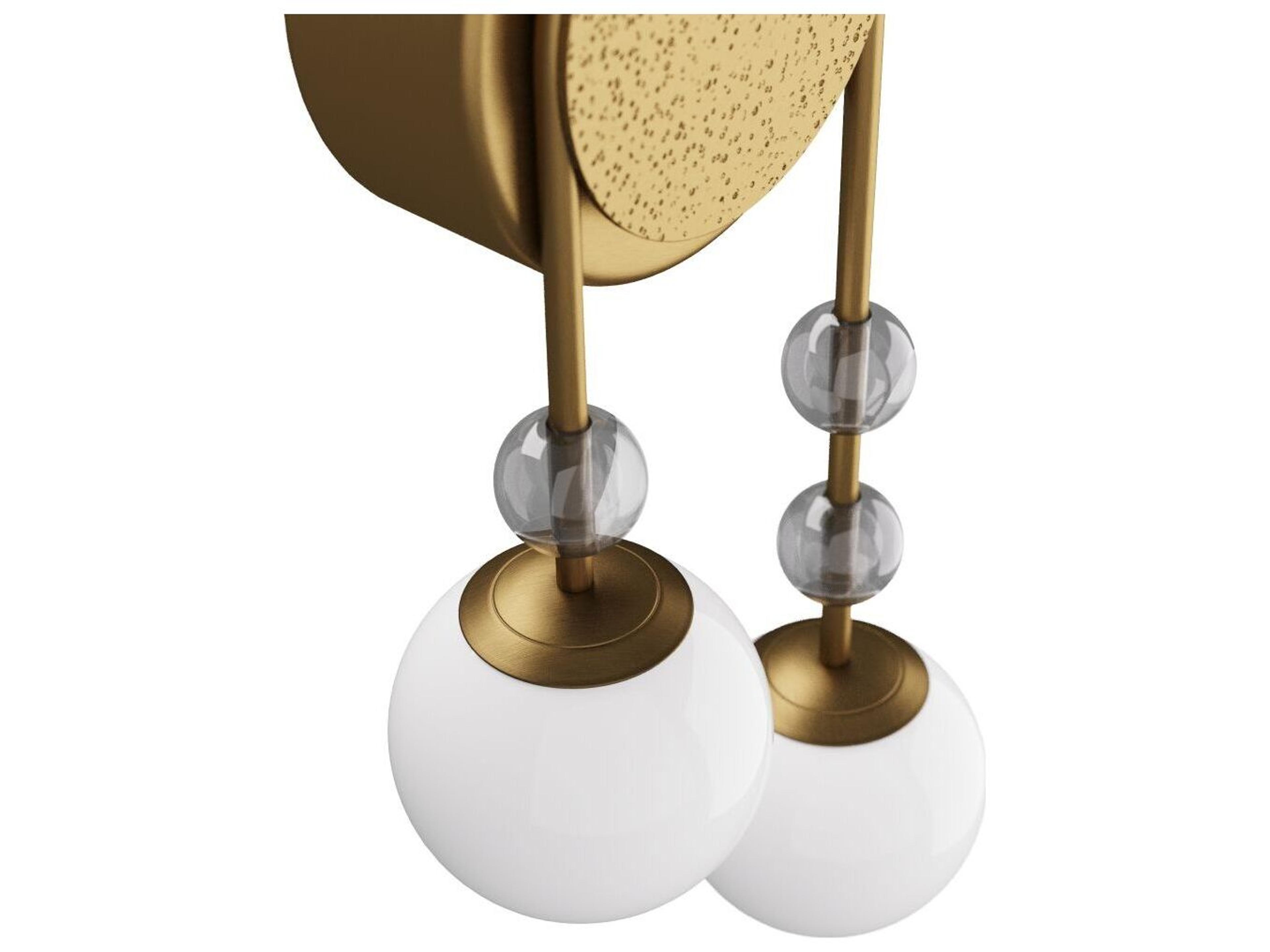 Arteriors Home Beverly 2-Light Antique Brass Opal White Wall Sconce