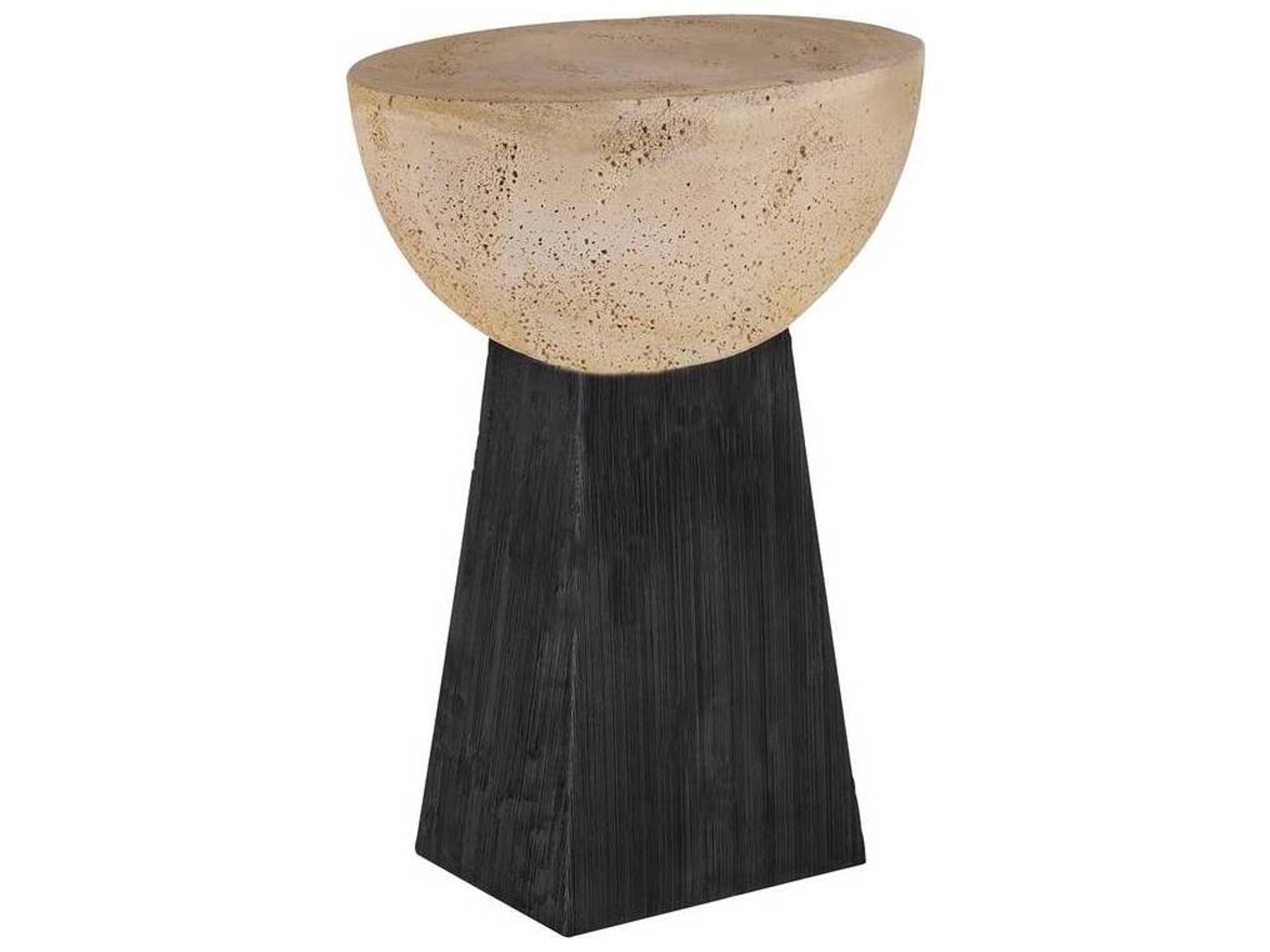 Arteriors Home Round Concrete Chai Travertine Black Dorian End Table