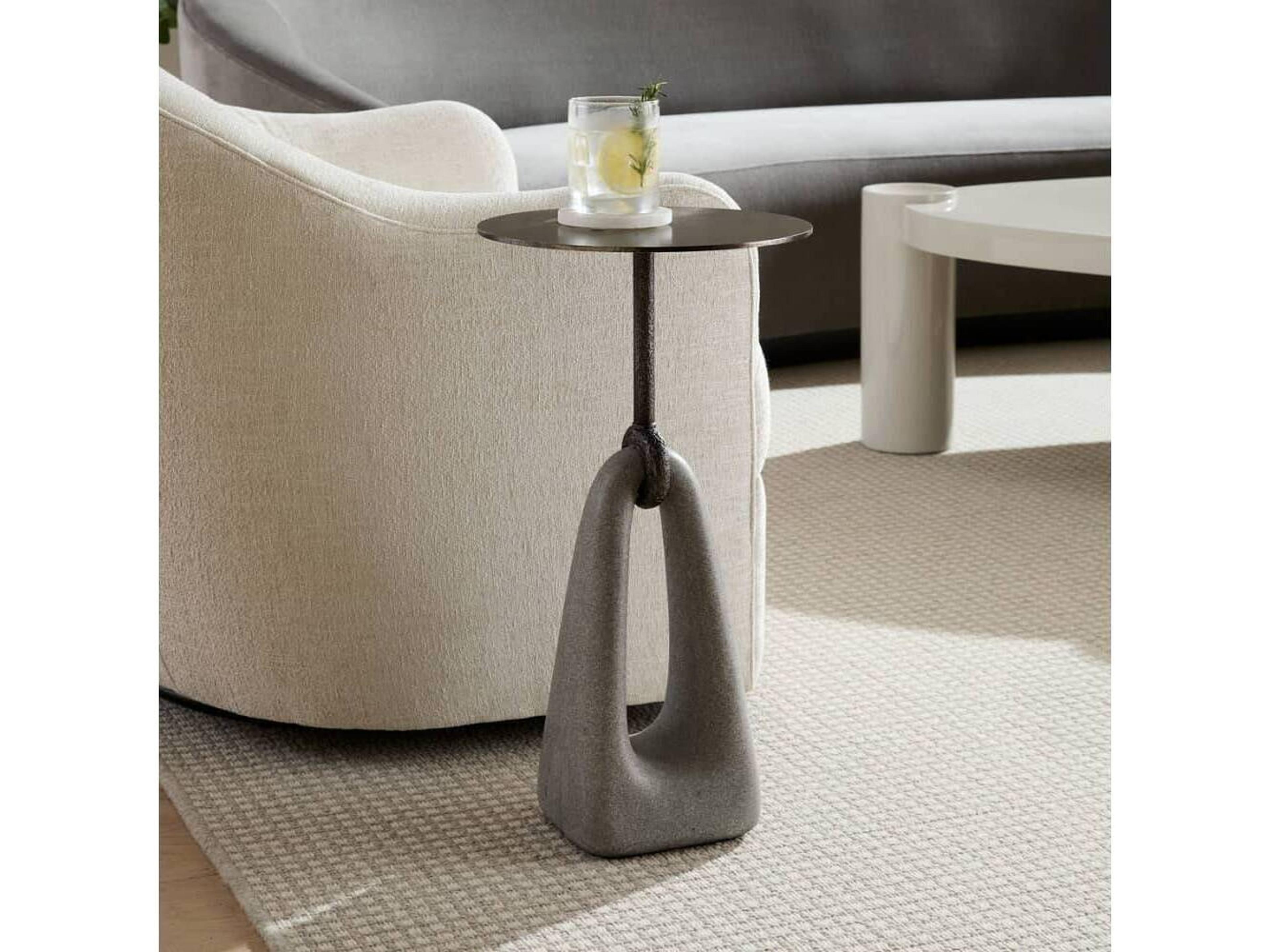 Arteriors Home Round Metal Vintage Bronze End Table