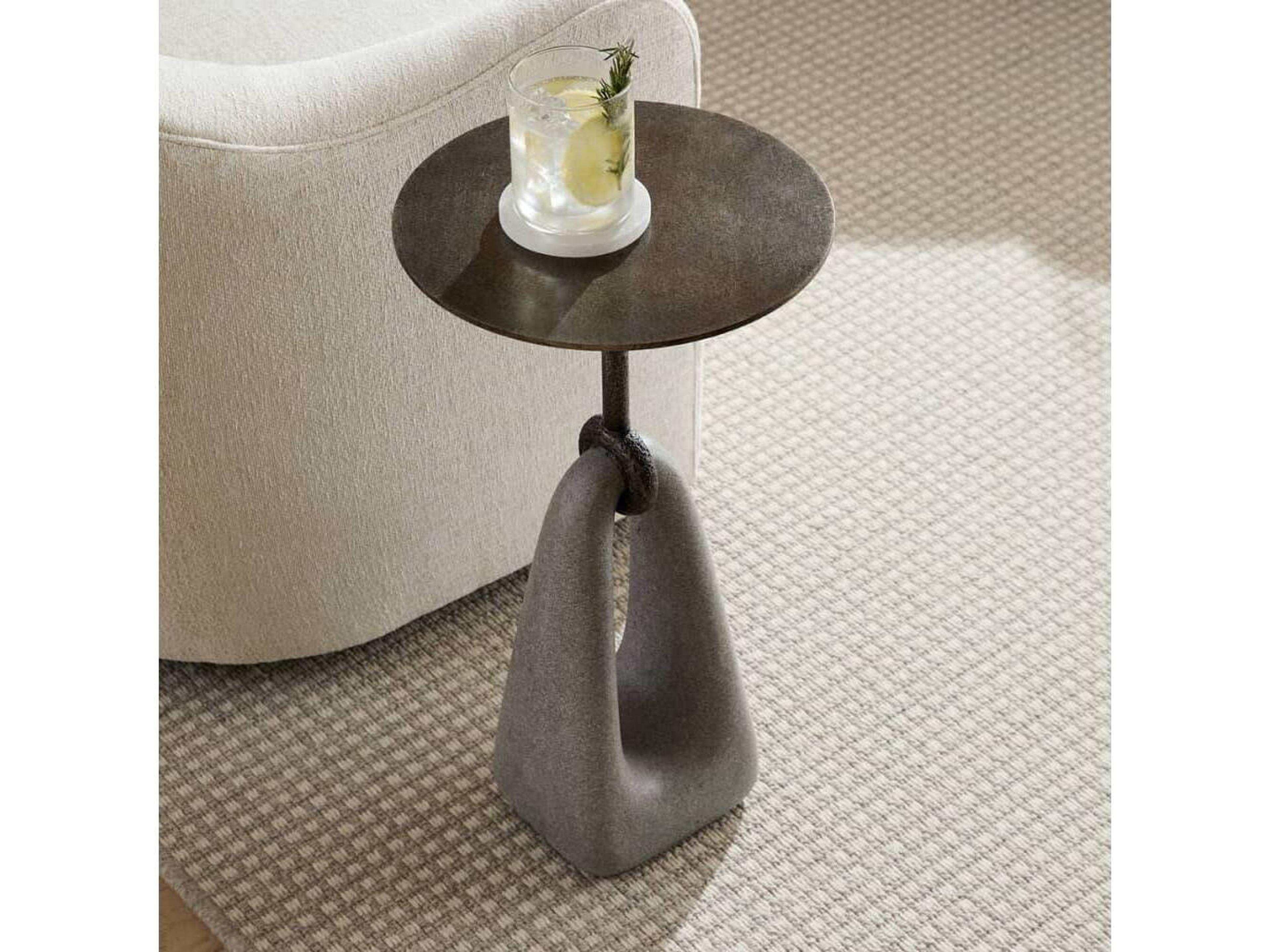 Arteriors Home Round Metal Vintage Bronze End Table
