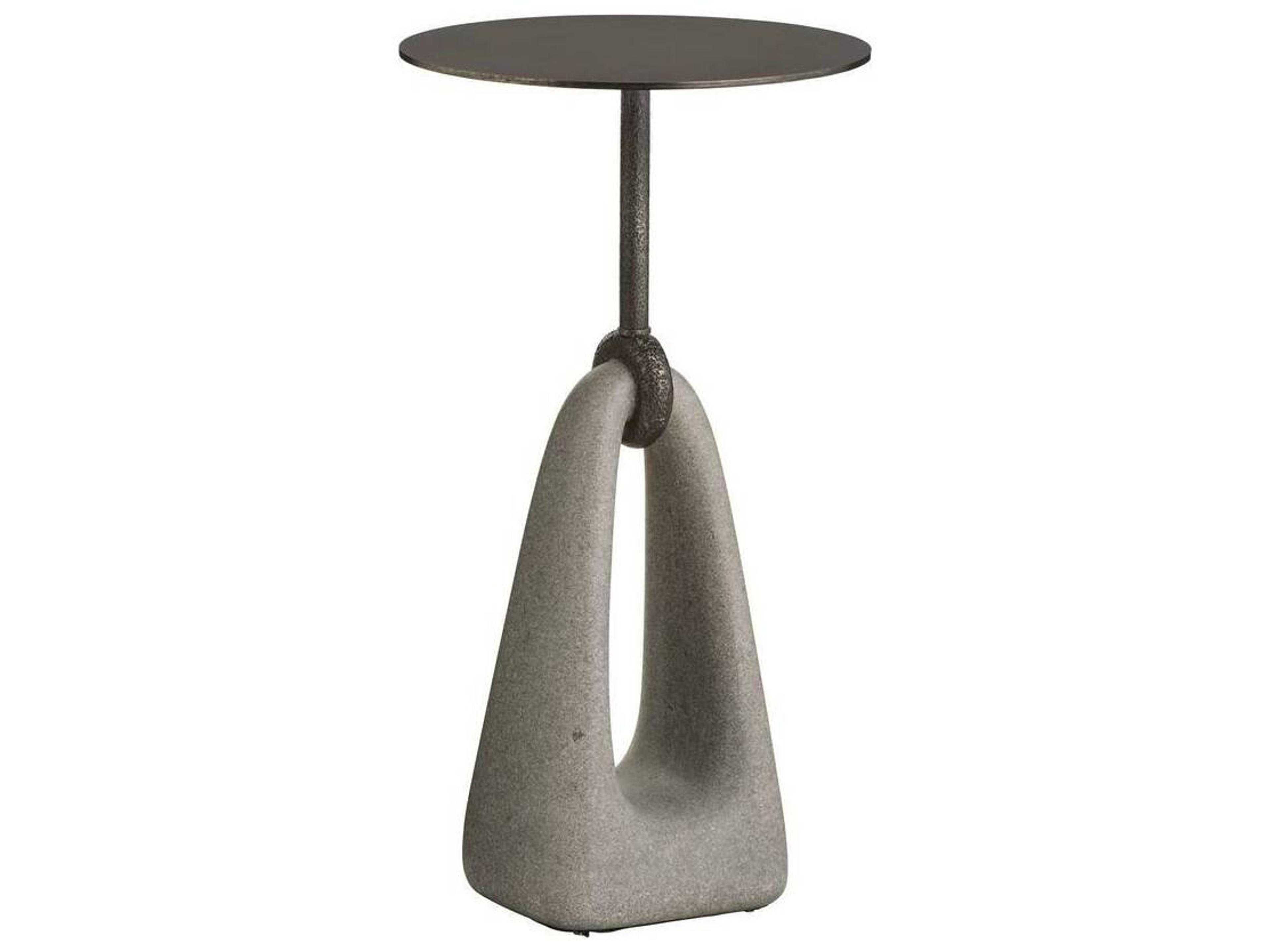 Round Metal Vintage Bronze End Table