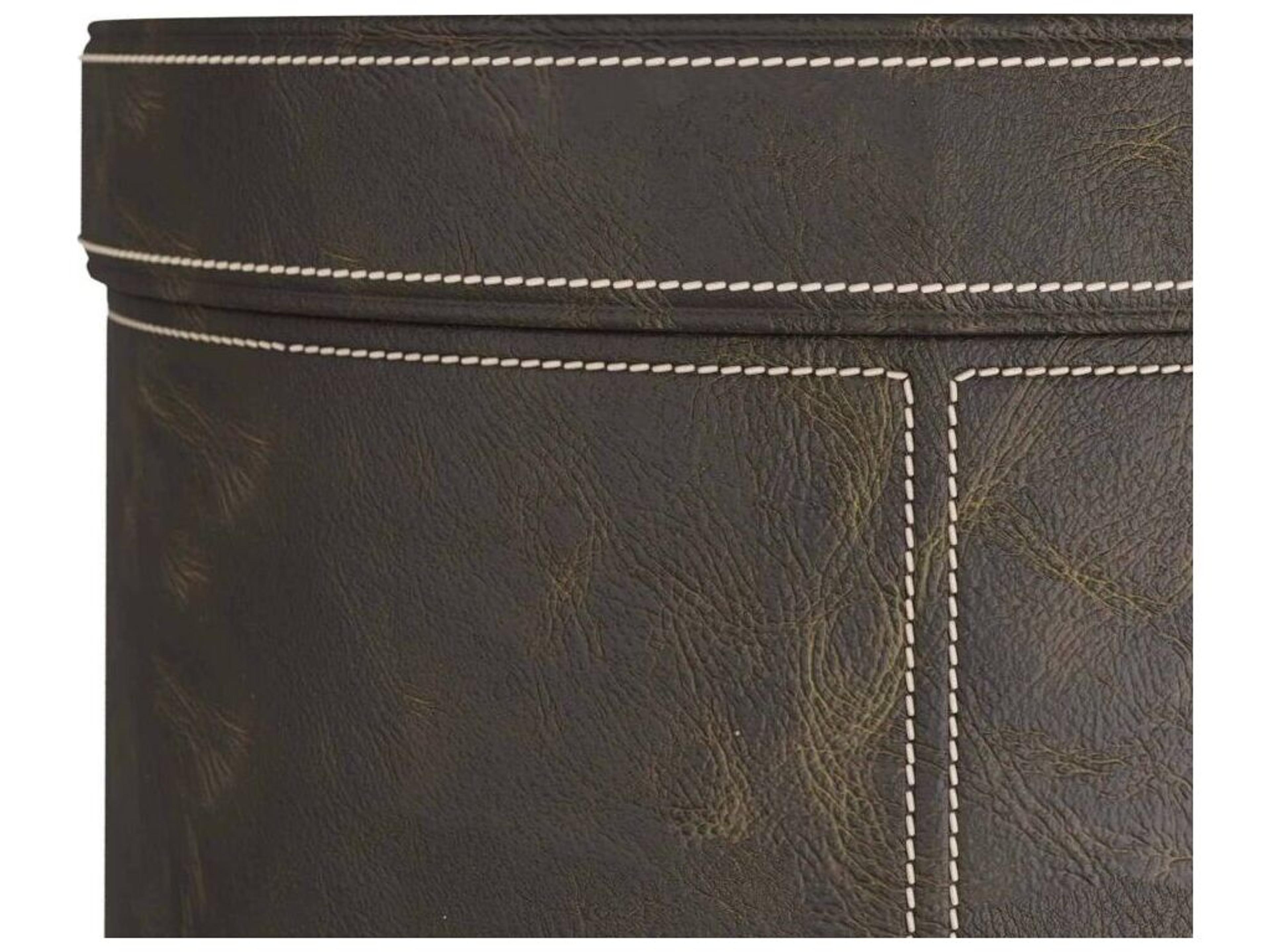 Arteriors Home Round Leather Moss Black Wes End Table