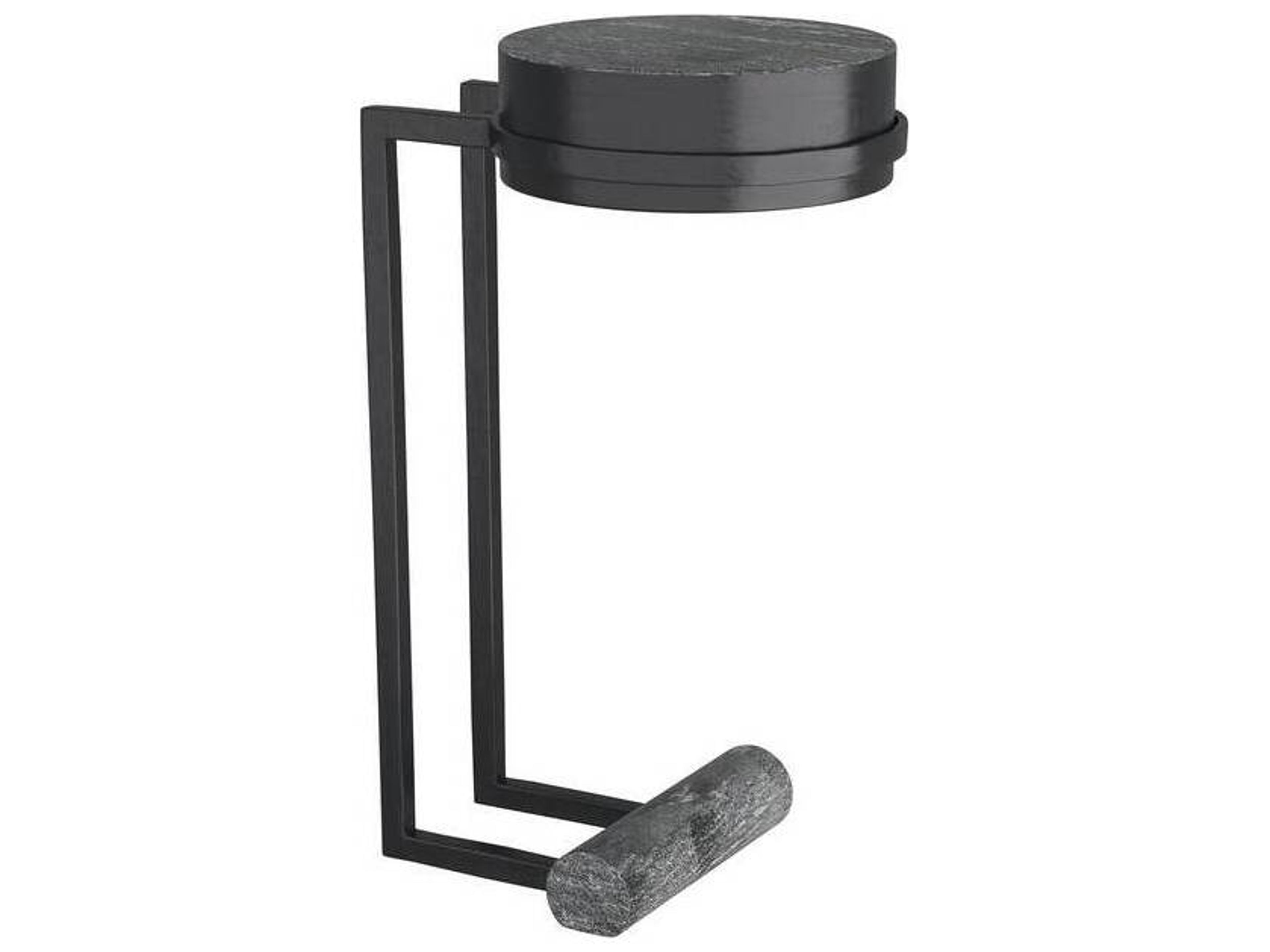 Arteriors Home Round Marble Black Ebony Avalos End Table