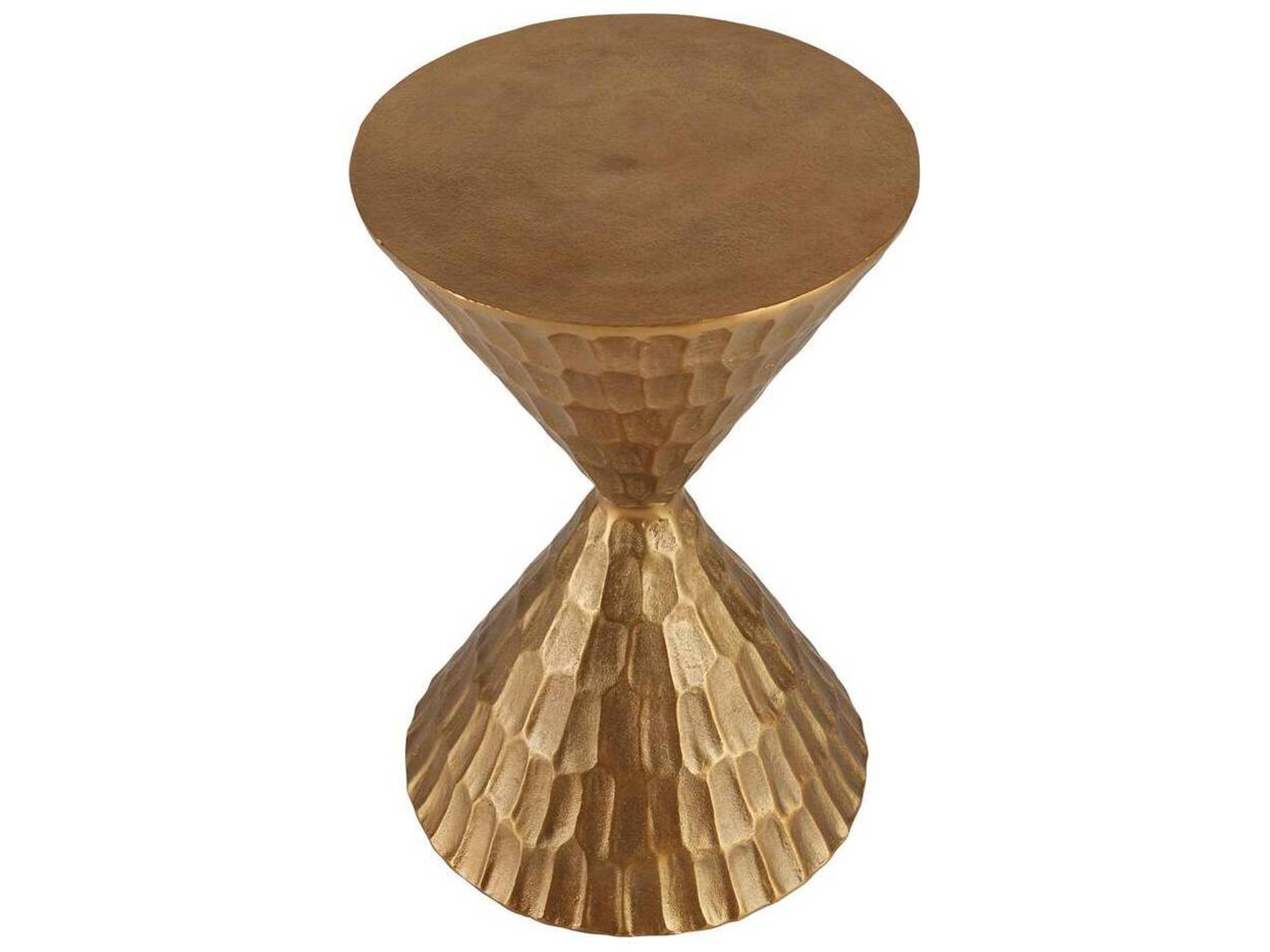 Arteriors Home Round Metal Antique Brass Castanza End Table