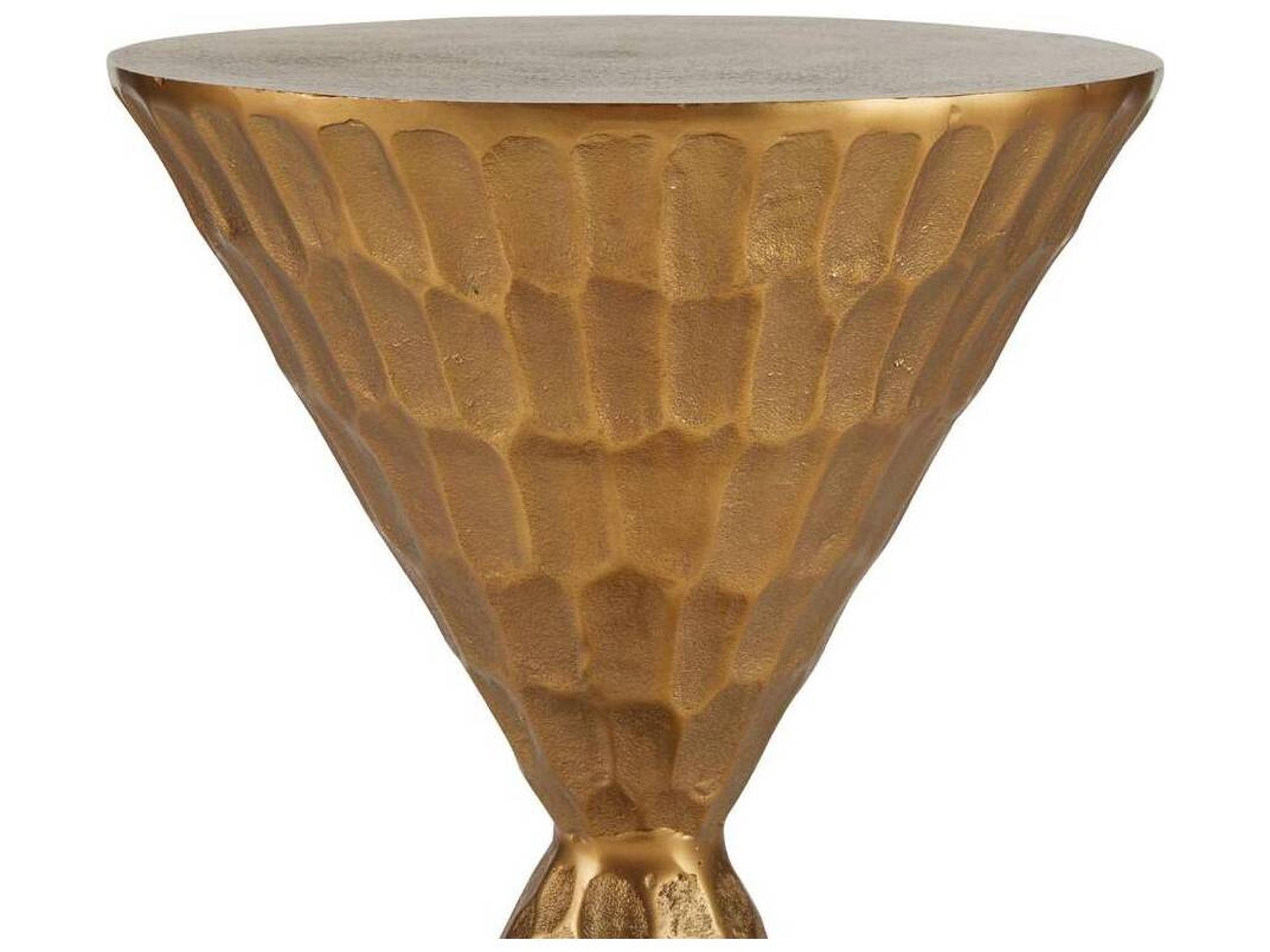 Arteriors Home Round Metal Antique Brass Castanza End Table