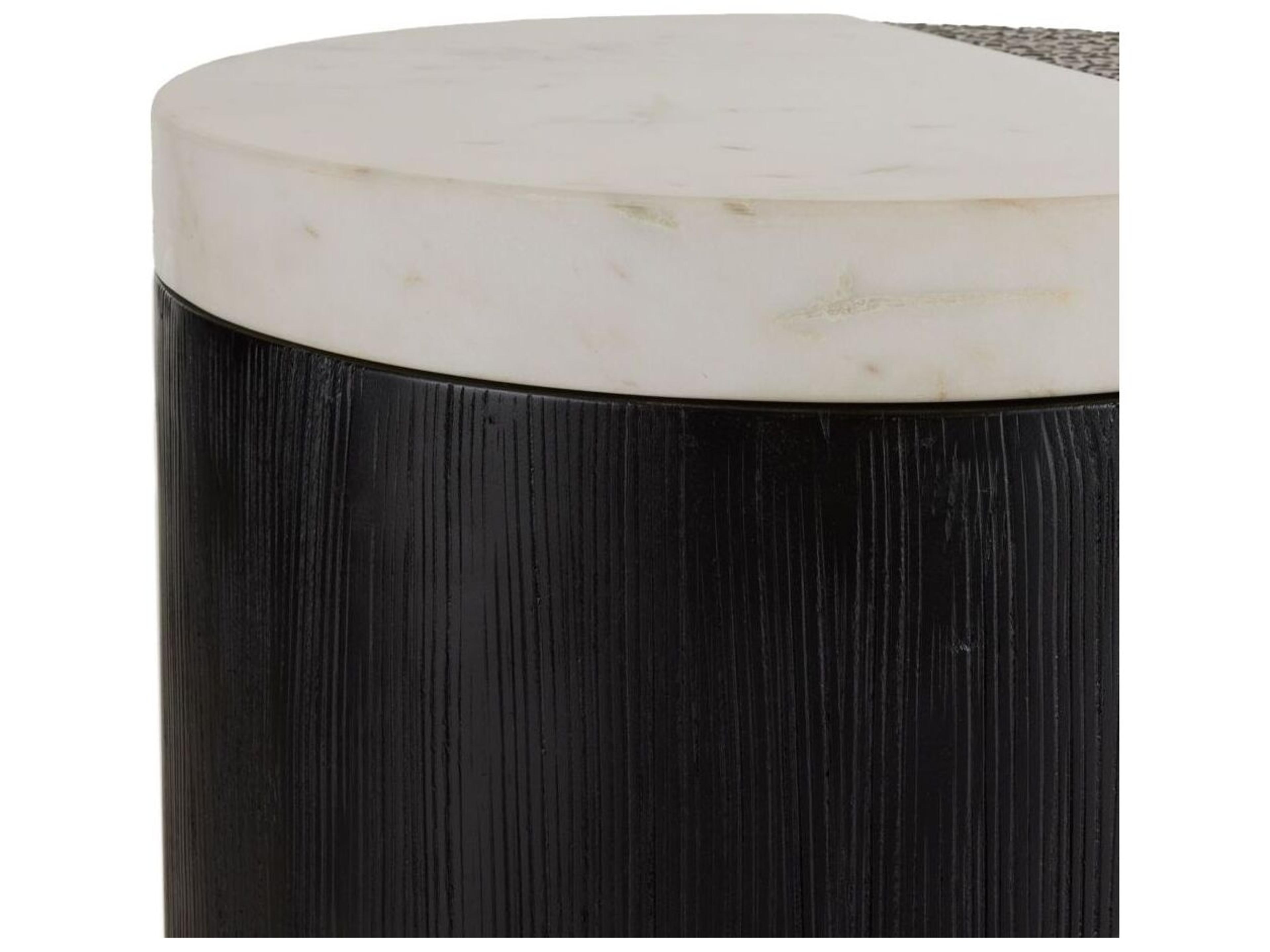 Arteriors Home Round Marble White Antique Brass Celestine End Table