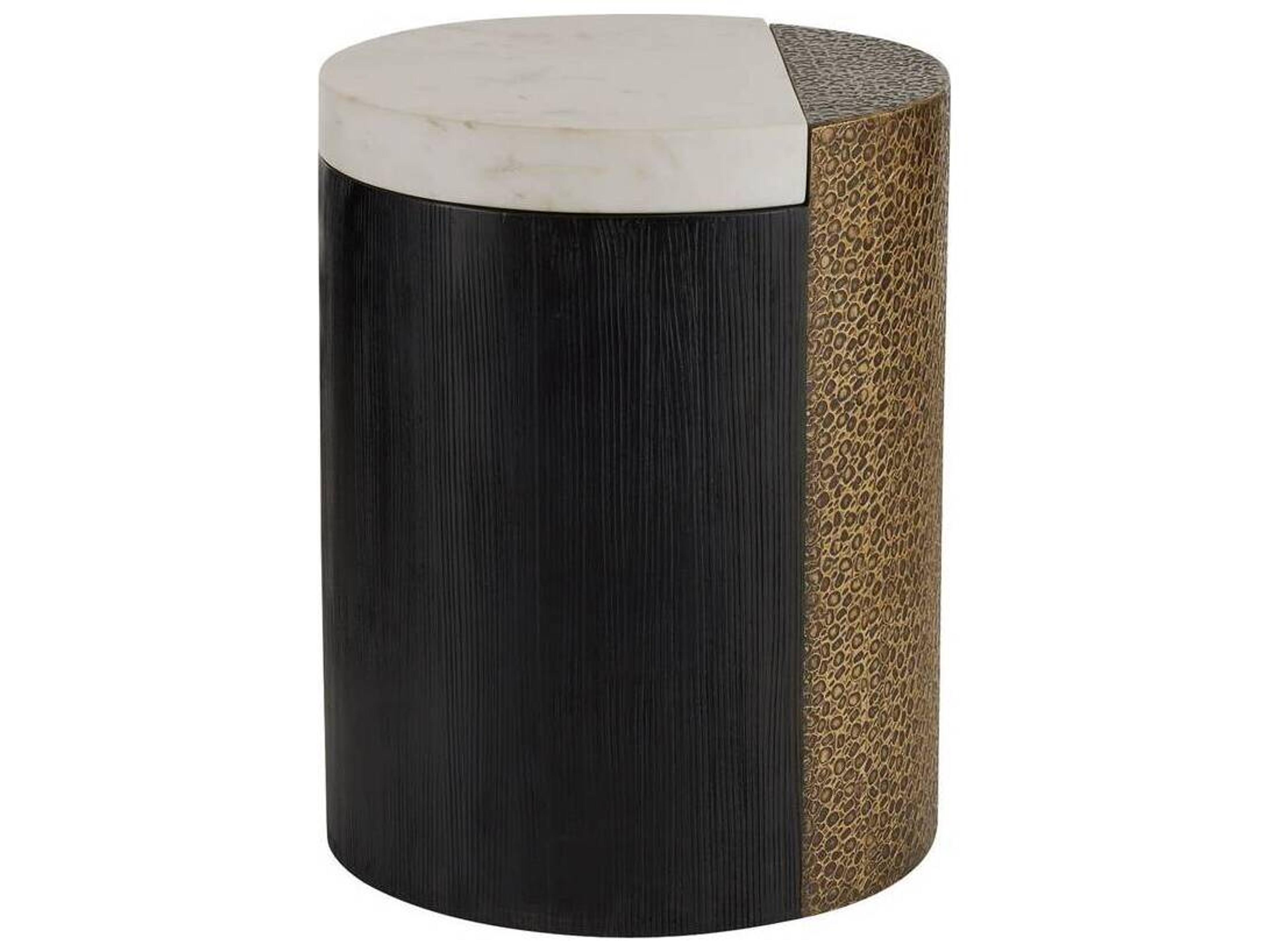 Arteriors Home Round Marble White Antique Brass Celestine End Table